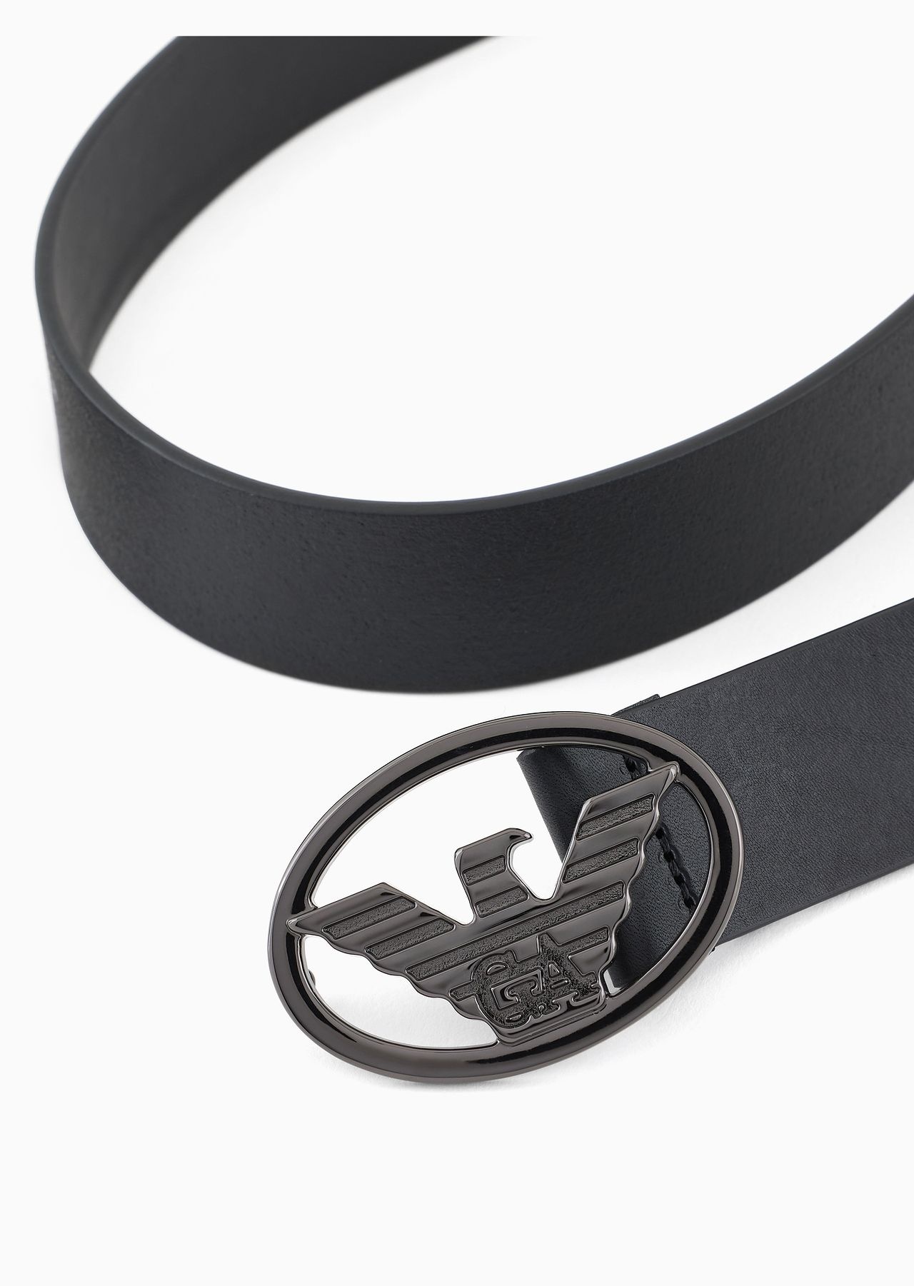 Smooth leather belt with eagle plate - 2