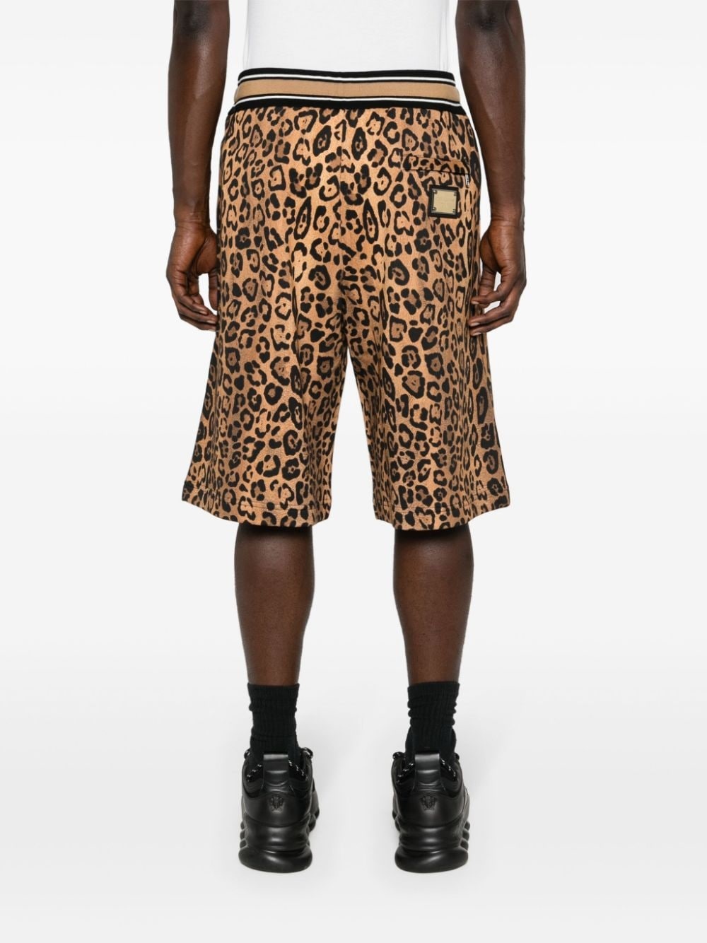 cheetah-print track shorts - 4