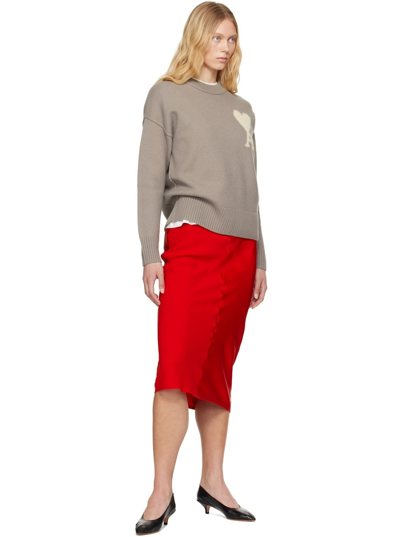 AMI Paris Red Straight Midi Skirt outlook