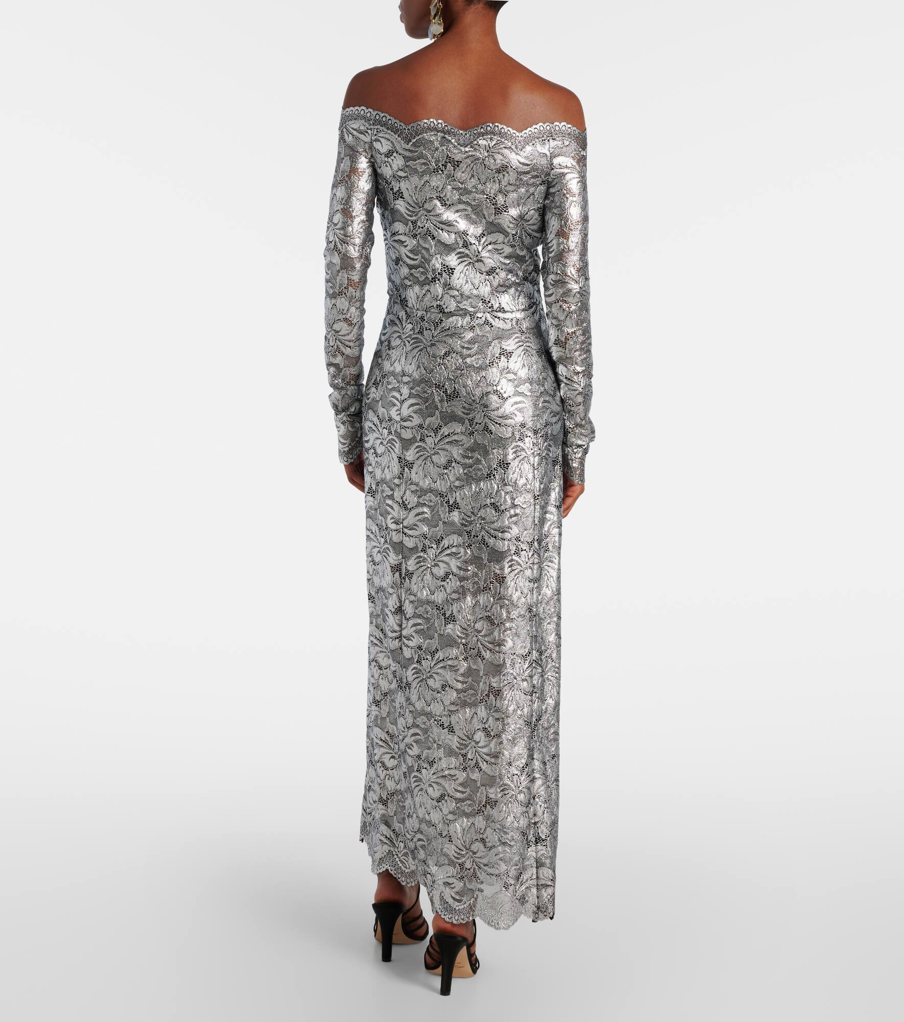 Metallic-effect lace maxi dress - 3