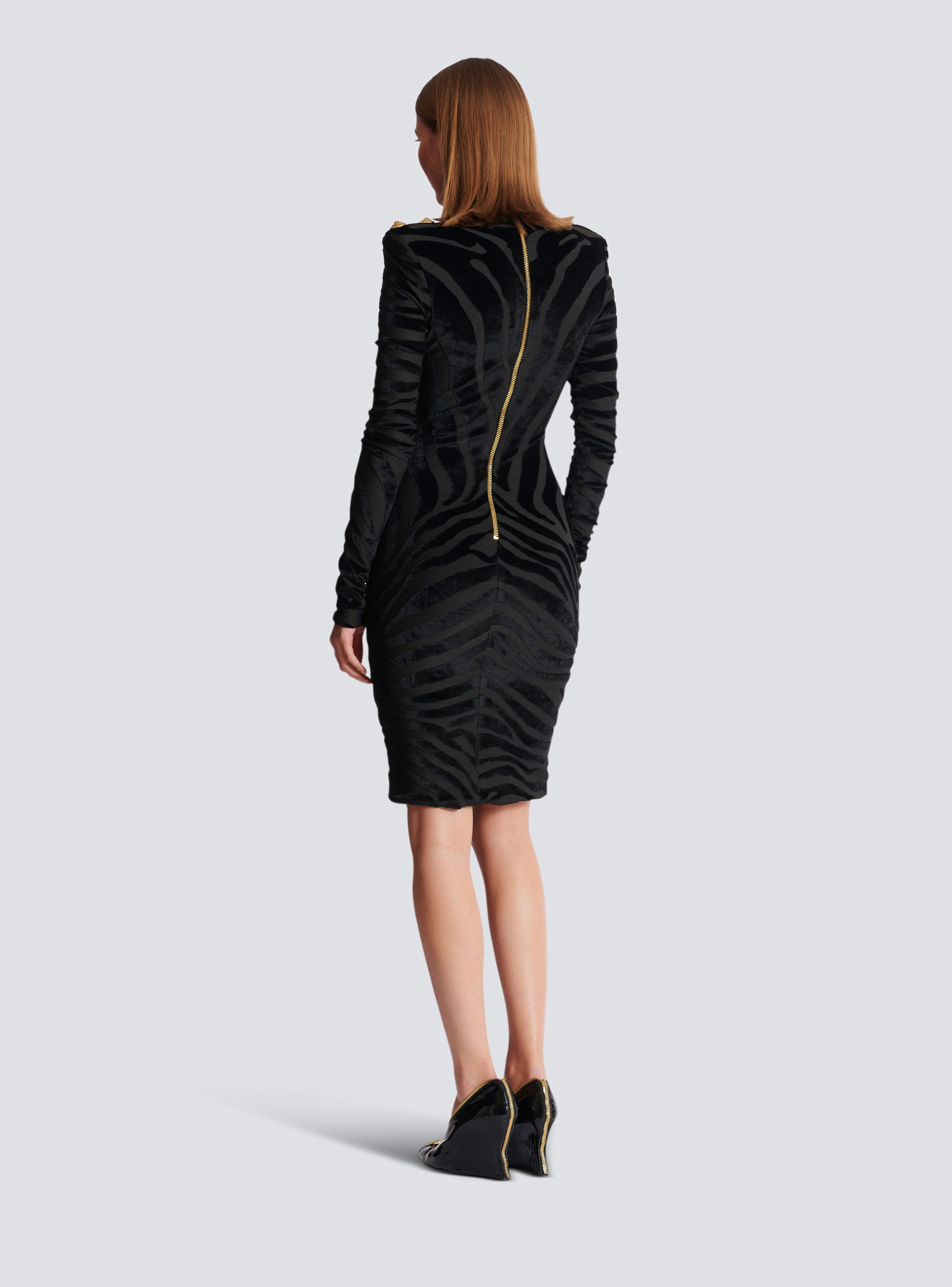 Short zebra-print velvet dress - 4