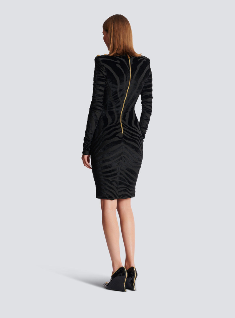Short zebra-print velvet dress 4