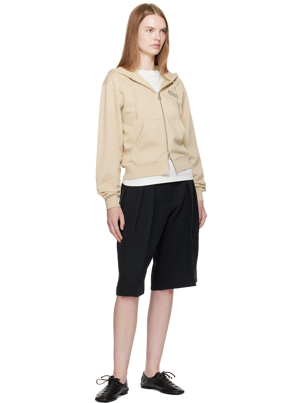 Beige Kenzo Paris 'KENZO City' Zip-Up Hoodie - 4