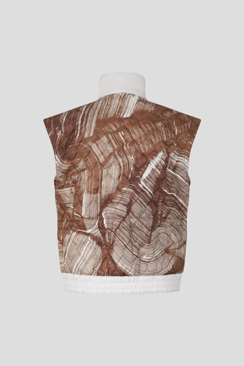 Pinar Quilted gilet in Brown/Off-white 8