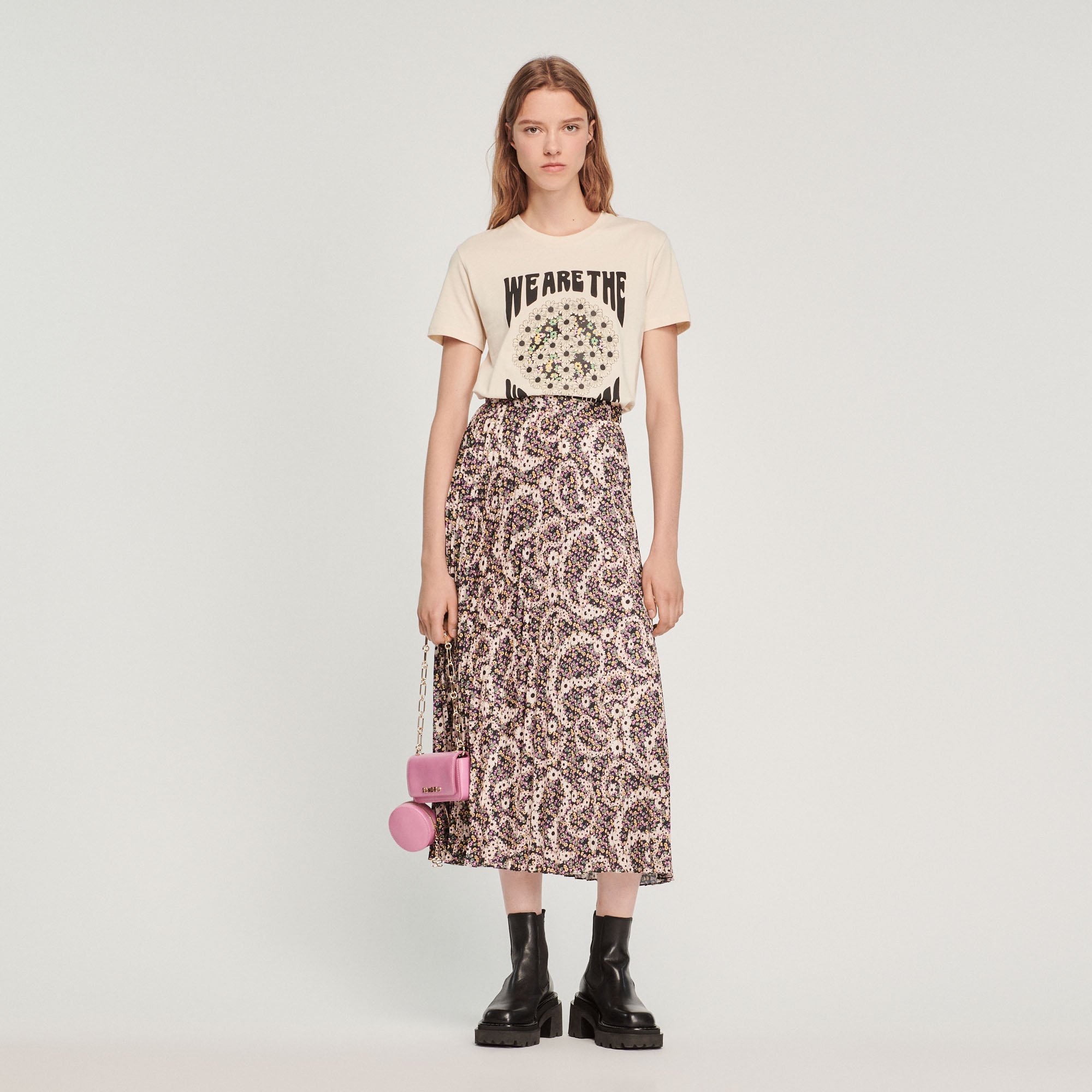 Printed midi skirt with pleats - 2