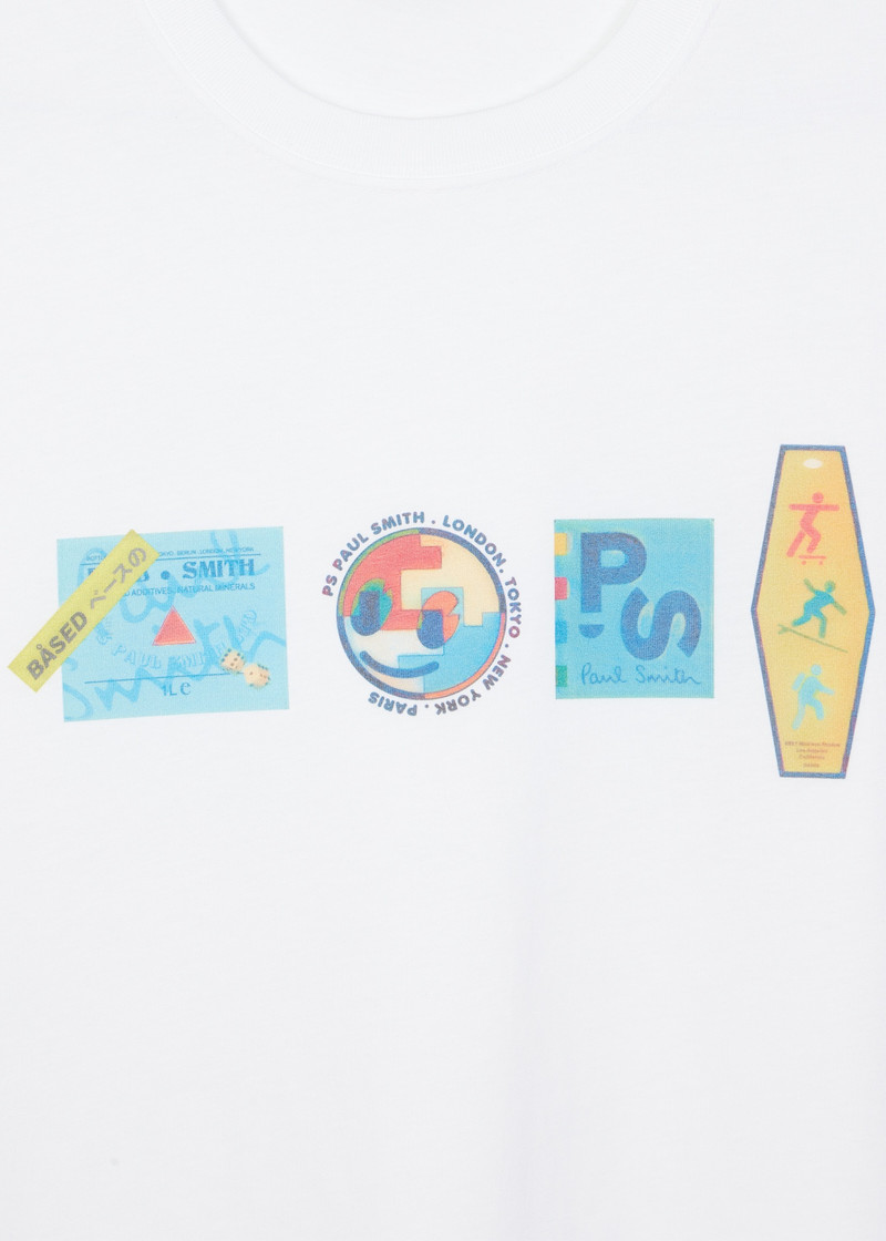 Paul Smith White 'Stickers' Print T-Shirt outlook