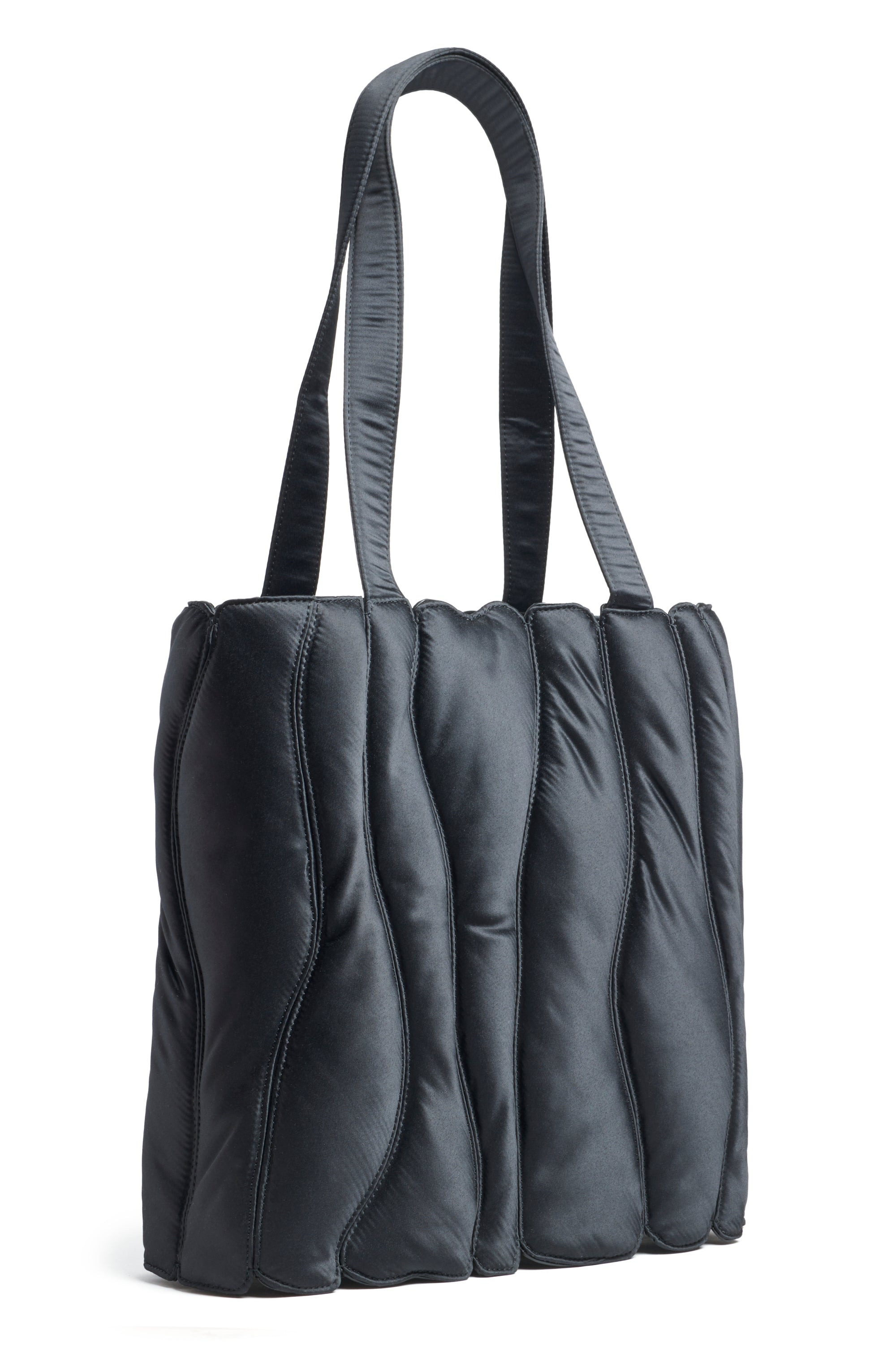 BLACK SATIN CATERPILLAR TOTE - 2