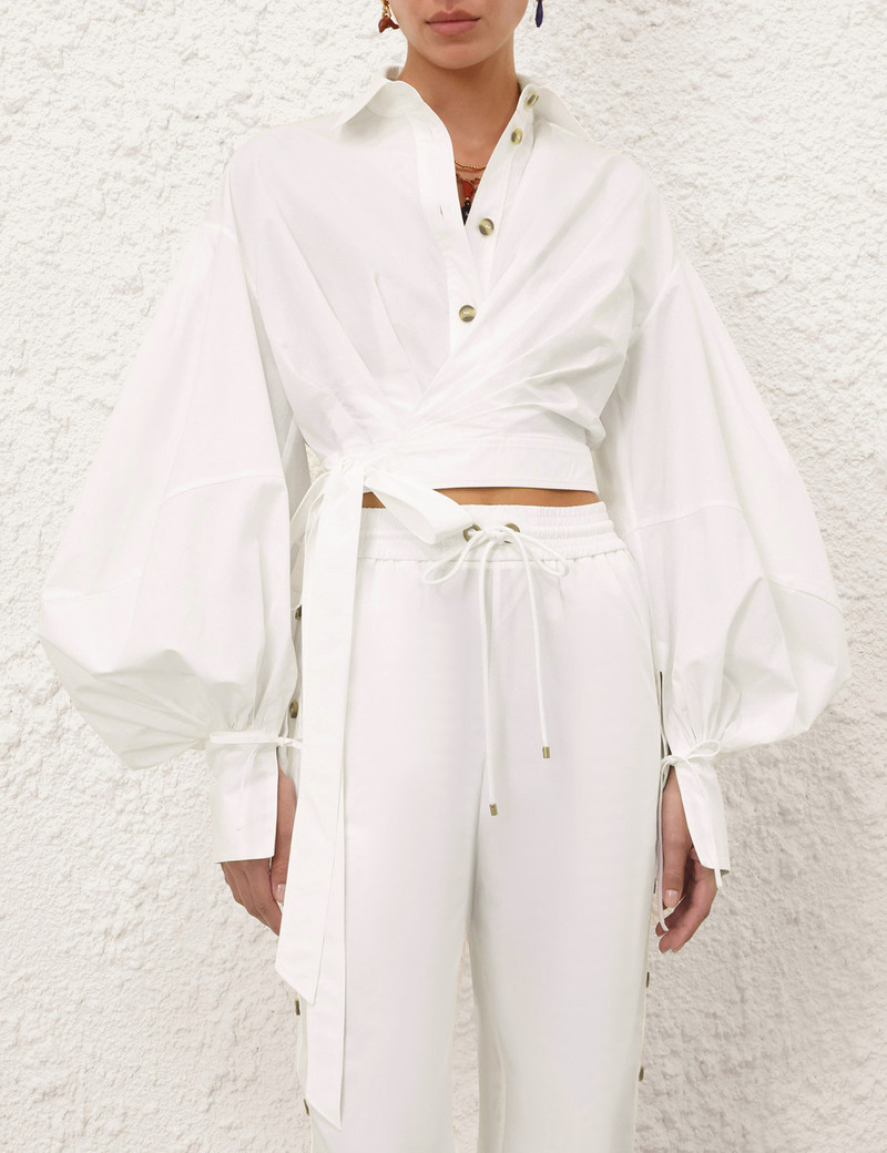 Zimmermann REBELLION POPLIN WRAP BLOUSE outlook