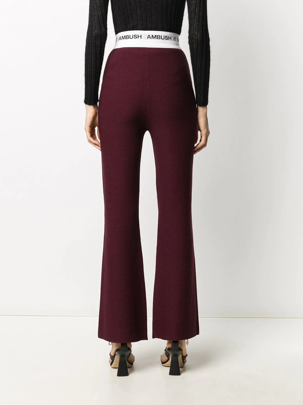 knitted logo stripe flared trousers - 4