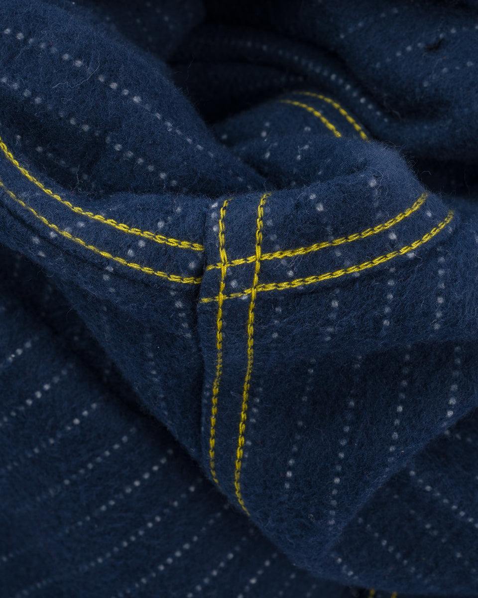 IHSH-402-NAV 12oz Ultra Heavy Flannel Chalk Stripe Work Shirt - Navy - 12