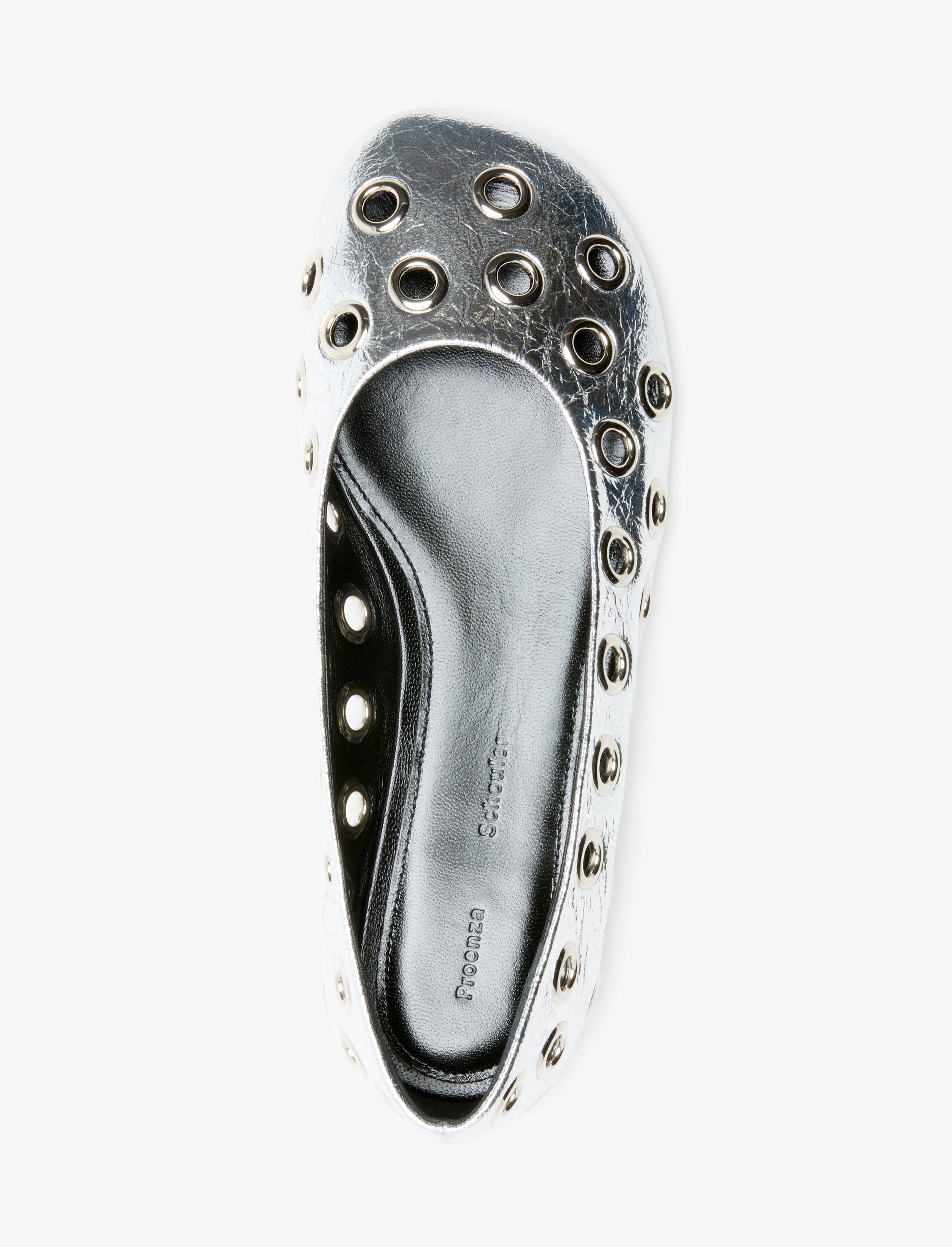 Glove Grommet Flats in Crinkled Metallic - 4