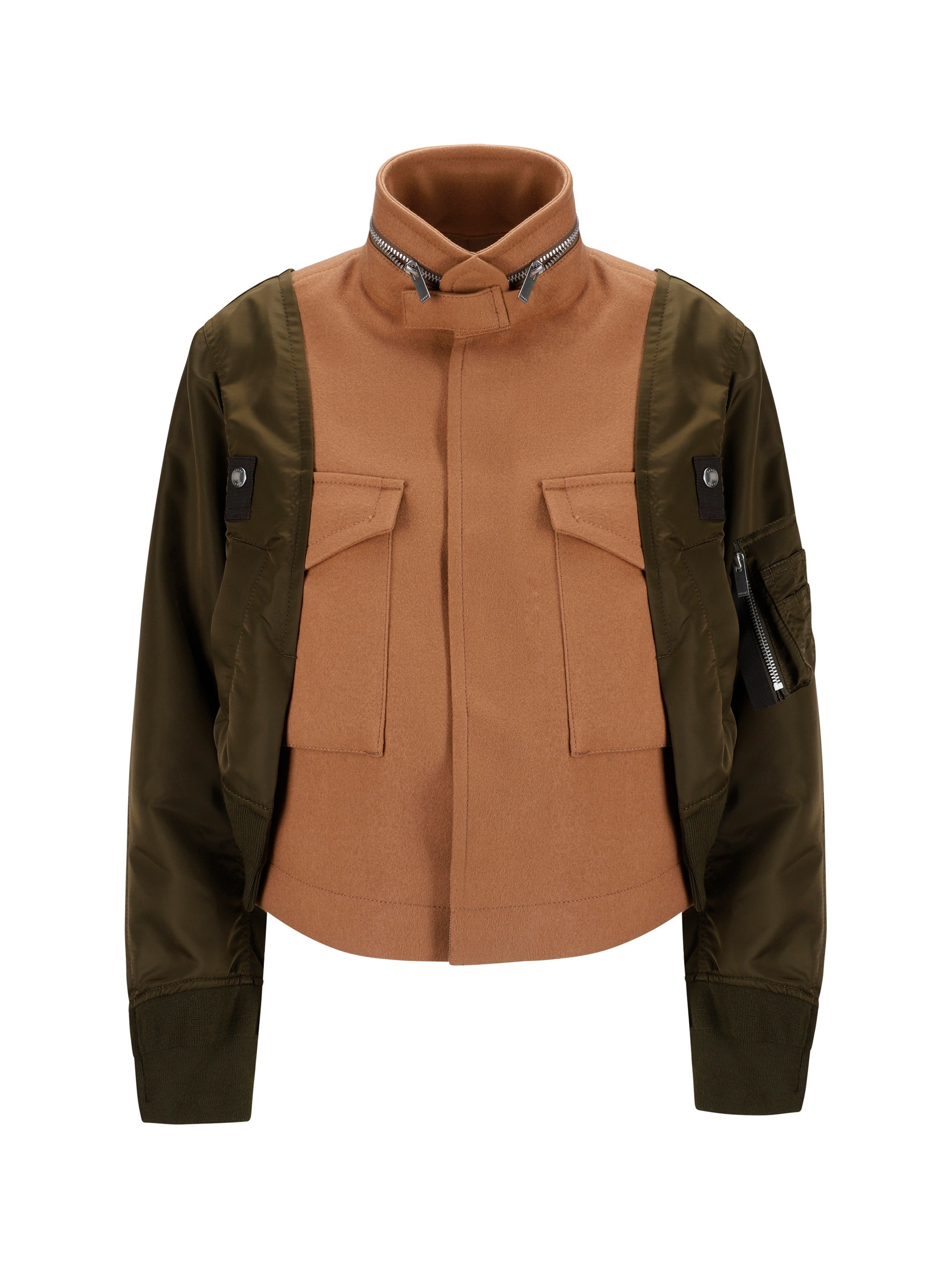 sacai WOOL MELTON X NYLON TWILL JACKET | wananluxury
