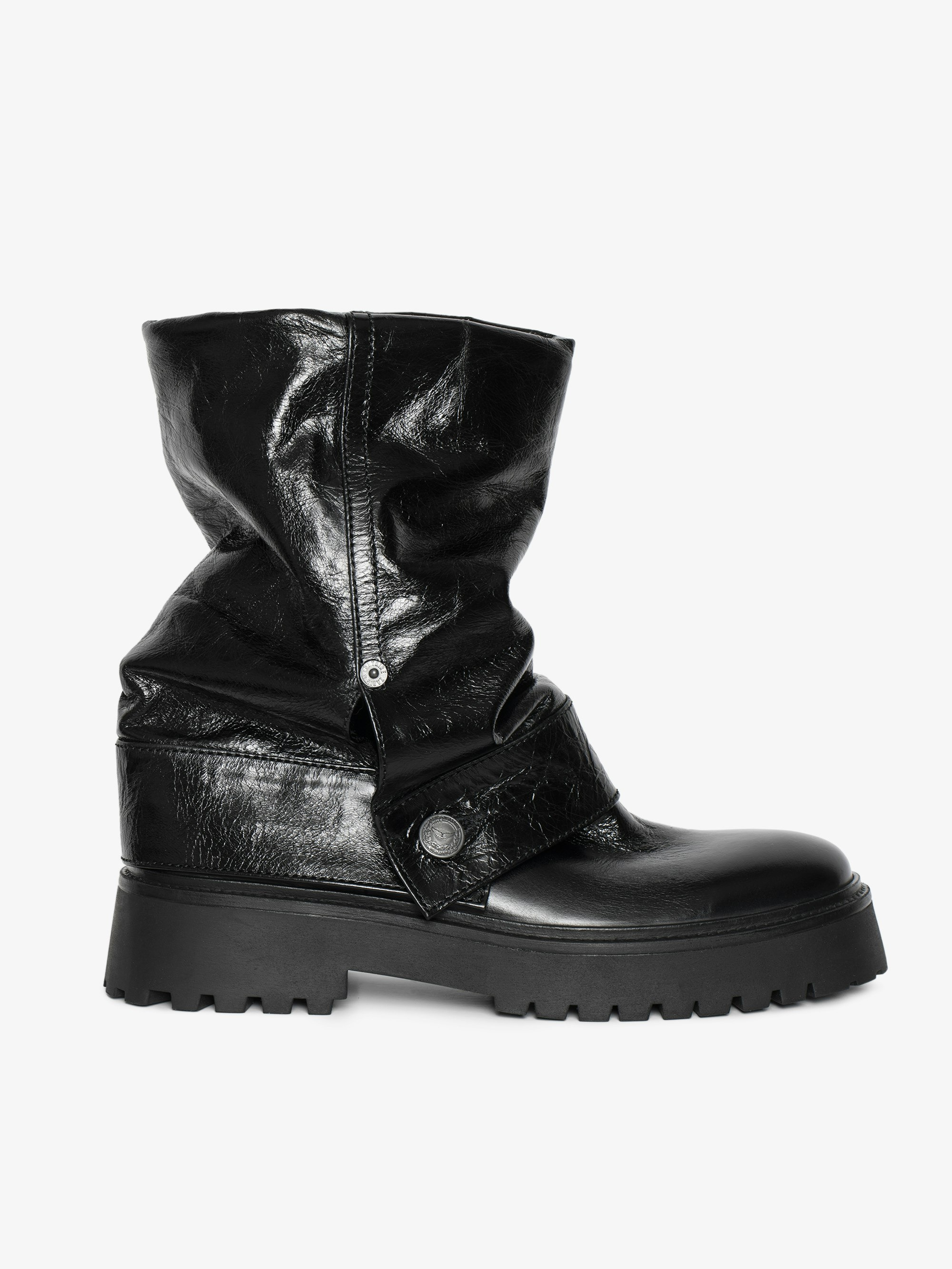 Angie Sleeve Vintage Patent Boots - 6