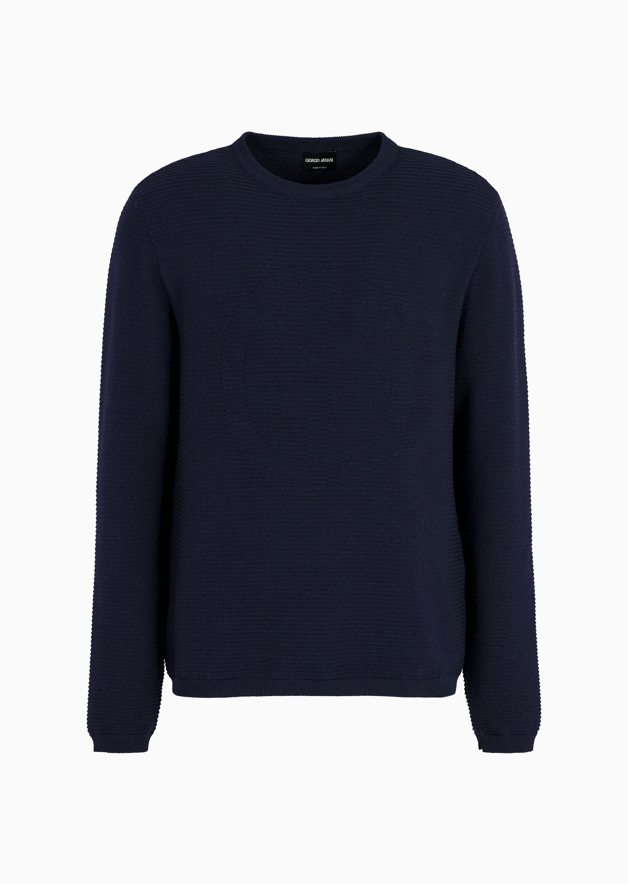 Virgin-wool blend crew-neck jumper with jacquard logo - 1