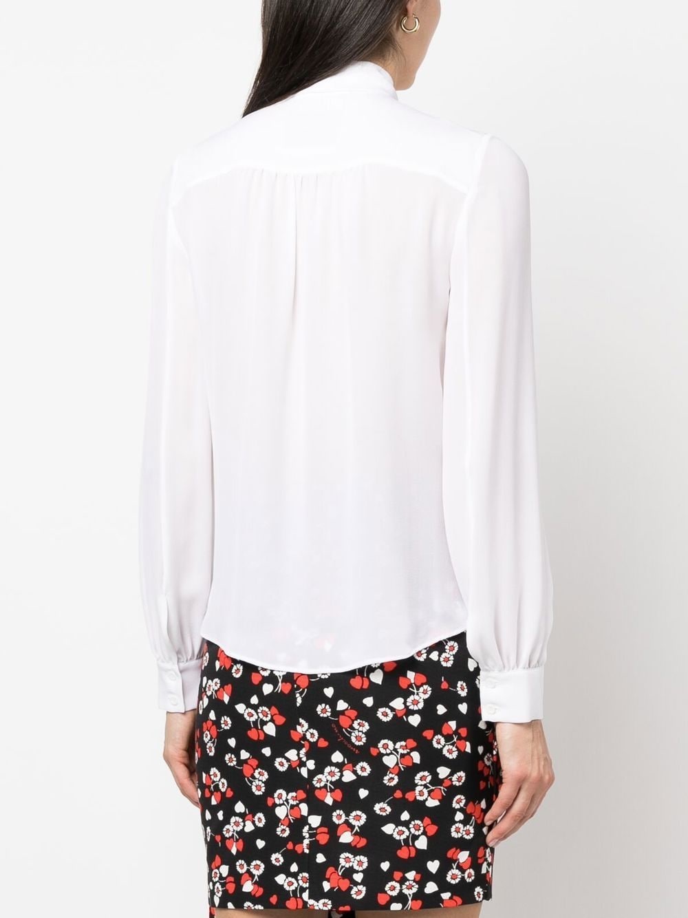 pussy-bow collar silk blouse - 4