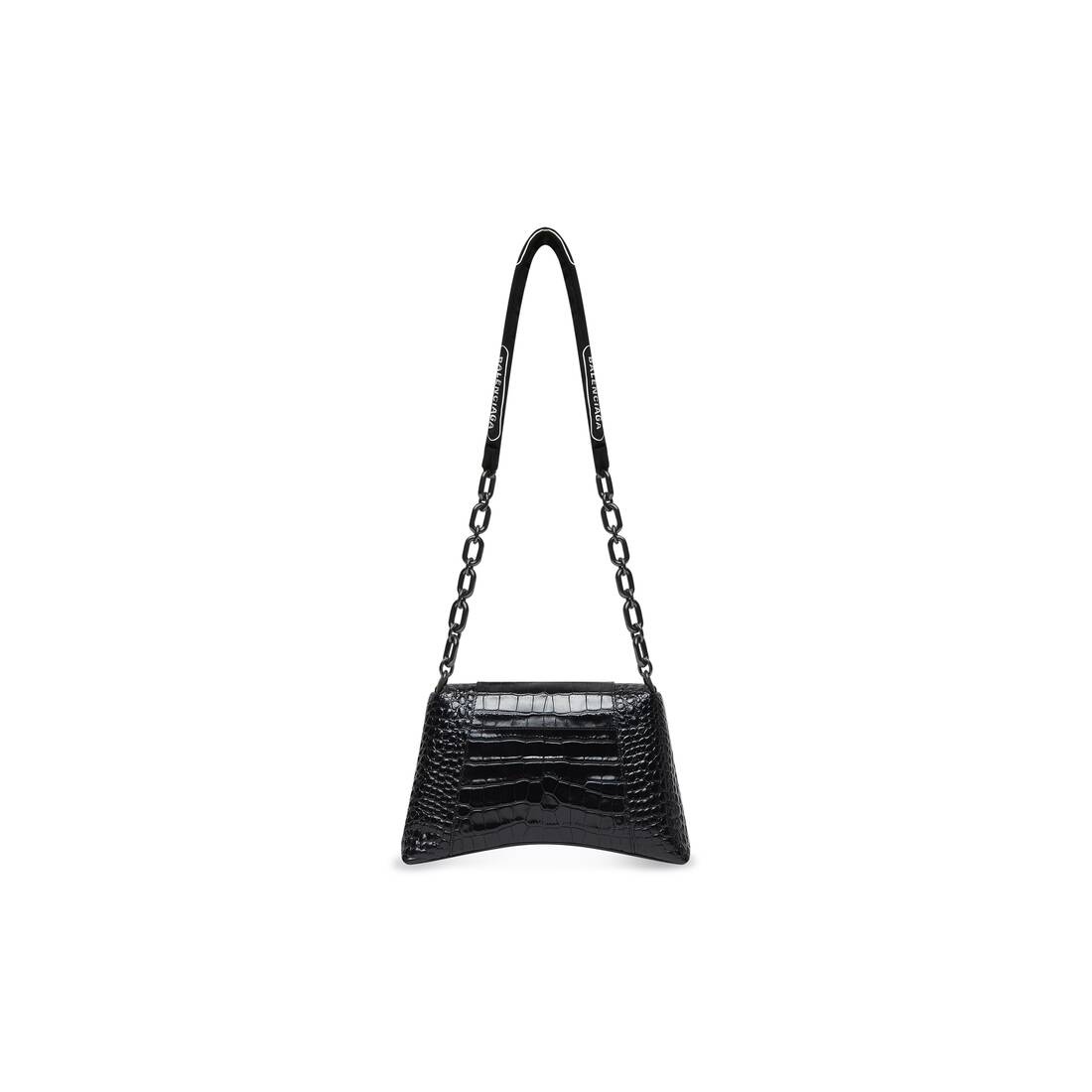 Women's Downtown Small Shoulder Bag With Chain Crocodile Embossed in Black - 5