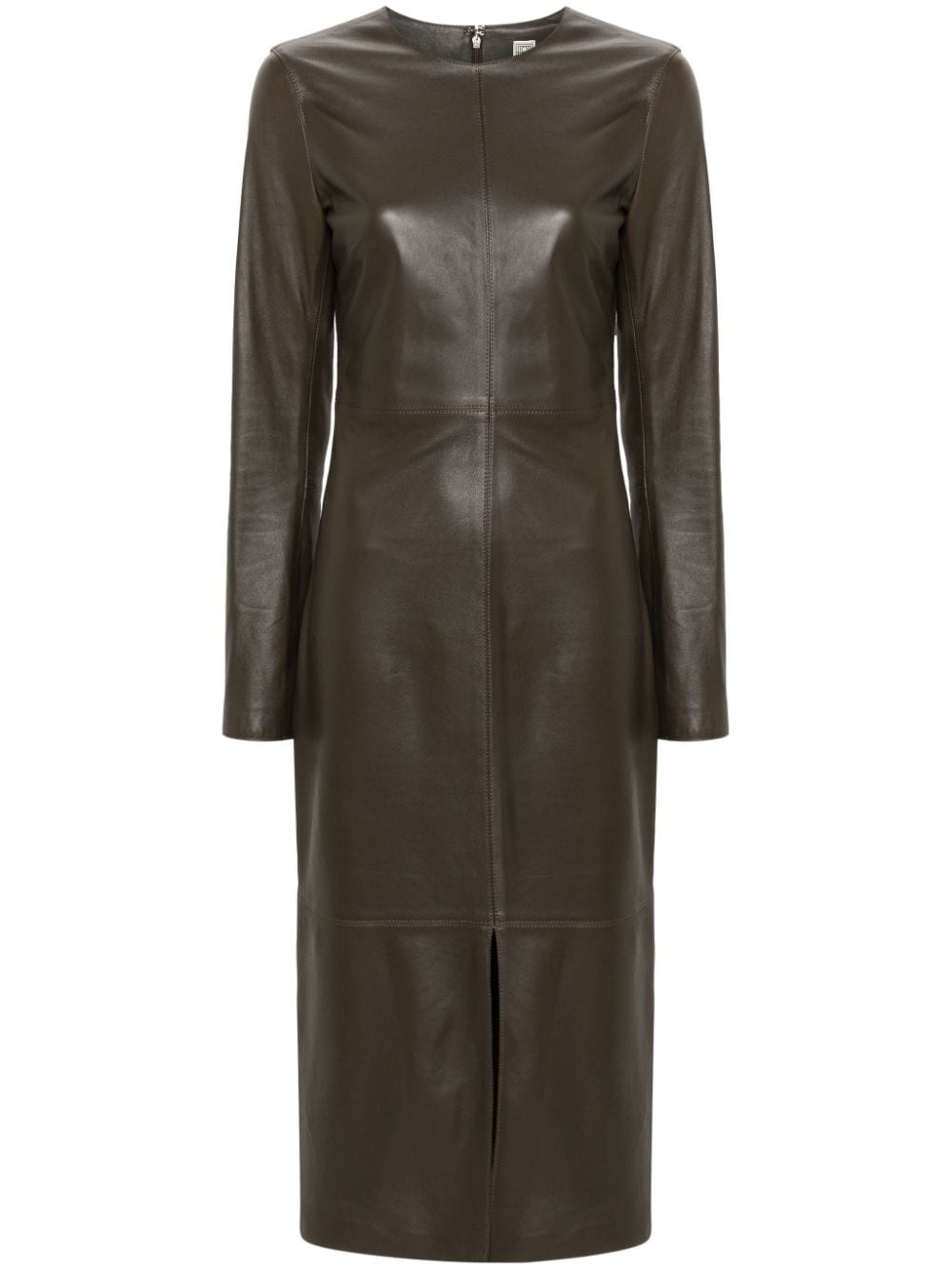 panelled leather midi dress - 1