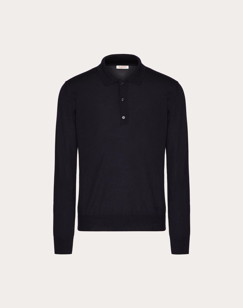 LONG-SLEEVE CASHMERE AND SILK POLO SHIRT 와 VLOGO SIGNATURE EMBROIDERY - 1