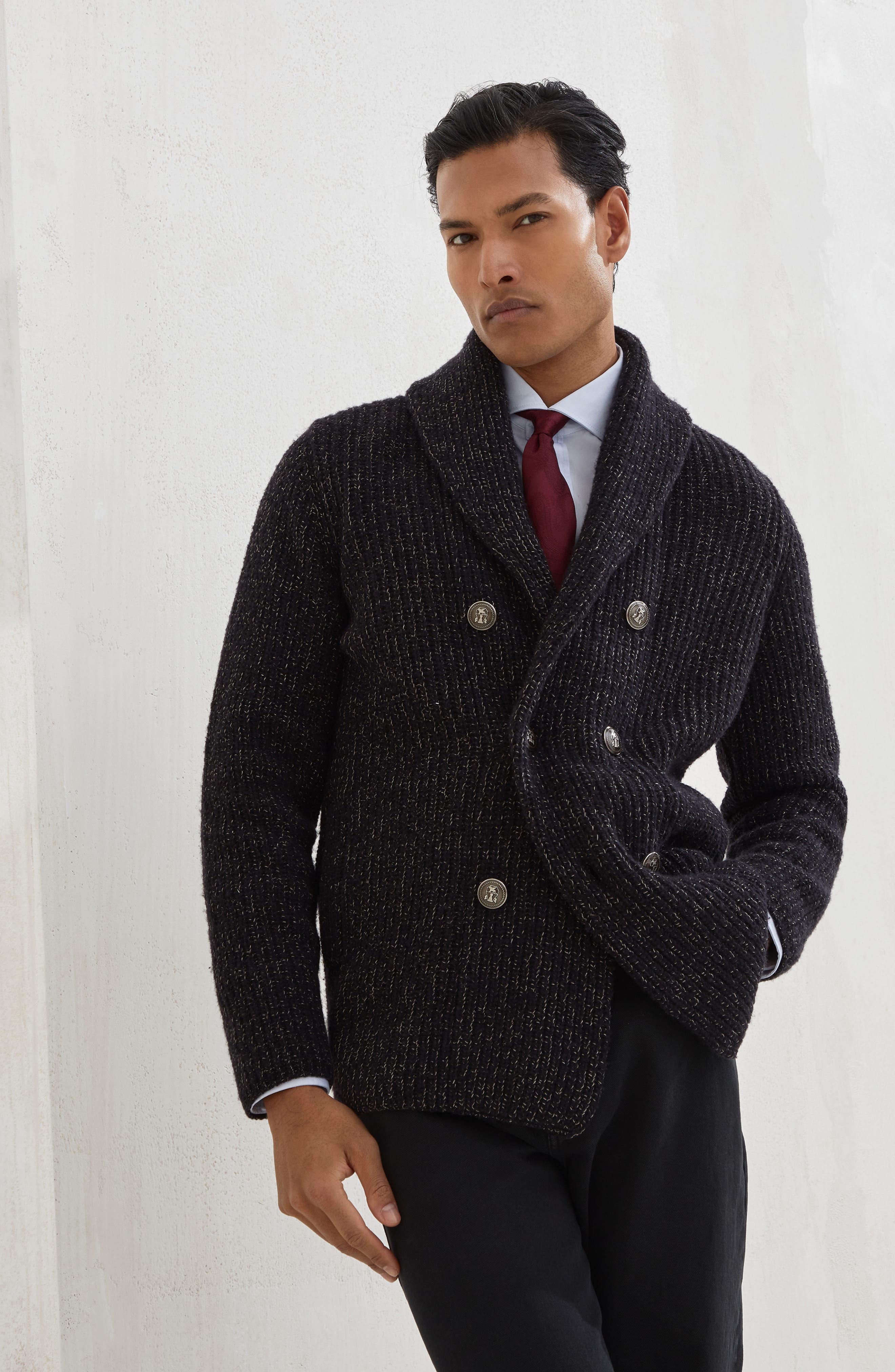 Brunello Cucinelli One-and-a-half breasted cardigan in Black at Nordstrom - 5