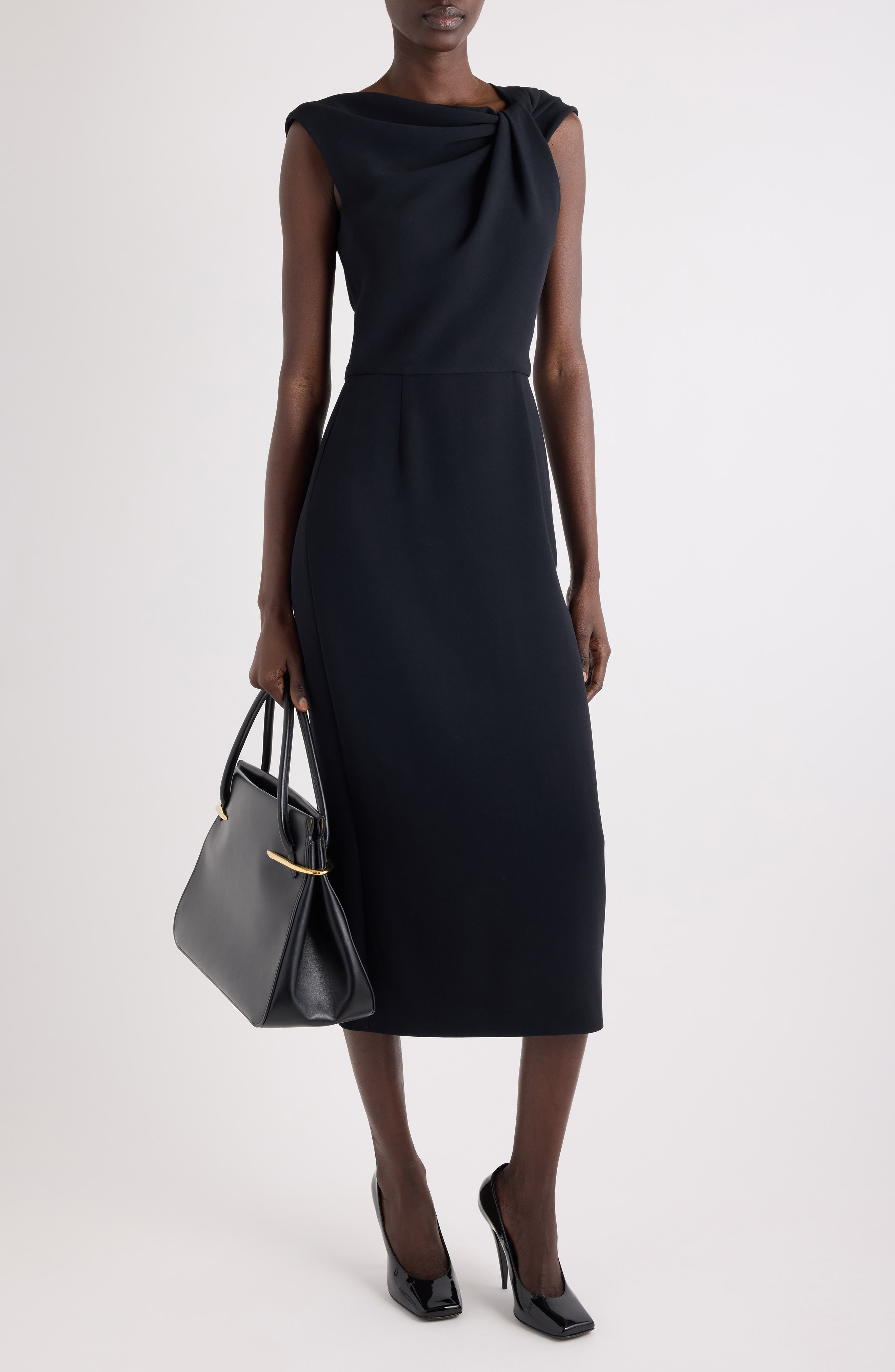 Givenchy Draped Crepe Cady Midi Pencil Dress in Black at Nordstrom - 2
