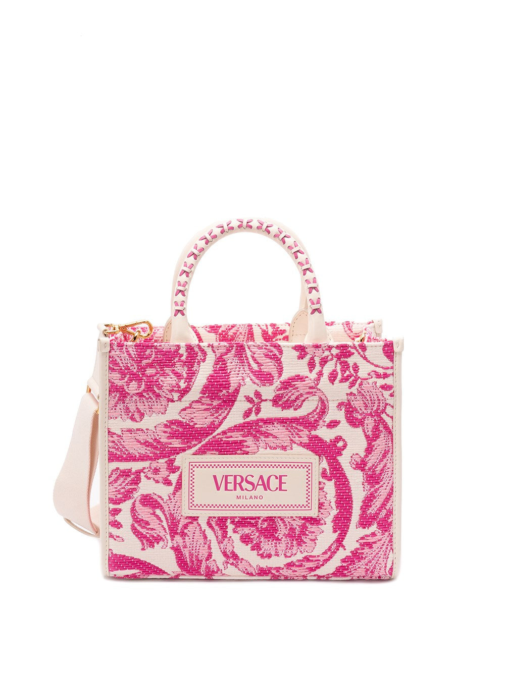 Versace Women Small Tote Rafia `Barocco` And Calf Leather - 1