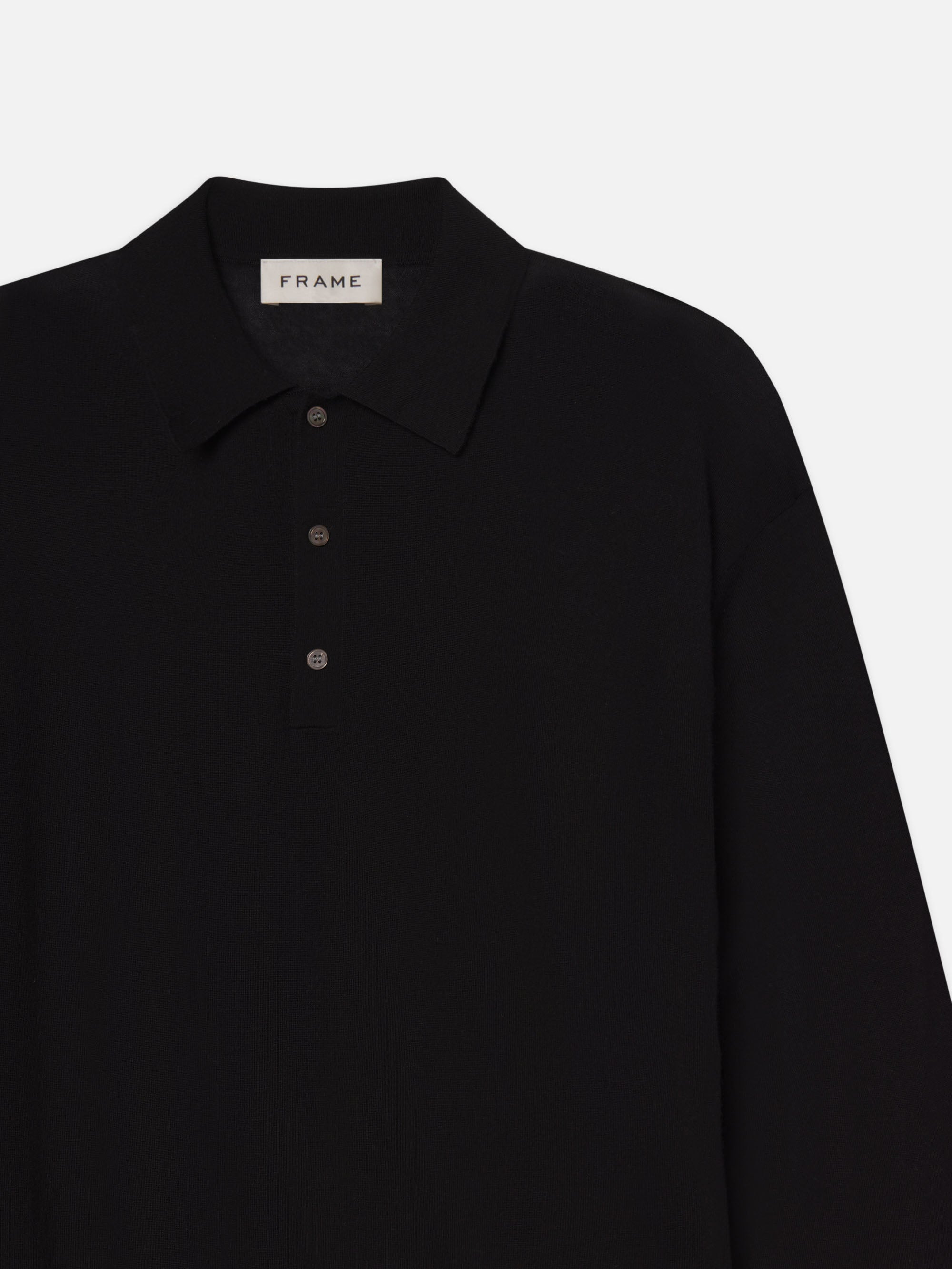 Superfine Polo Sweater in Black - 2