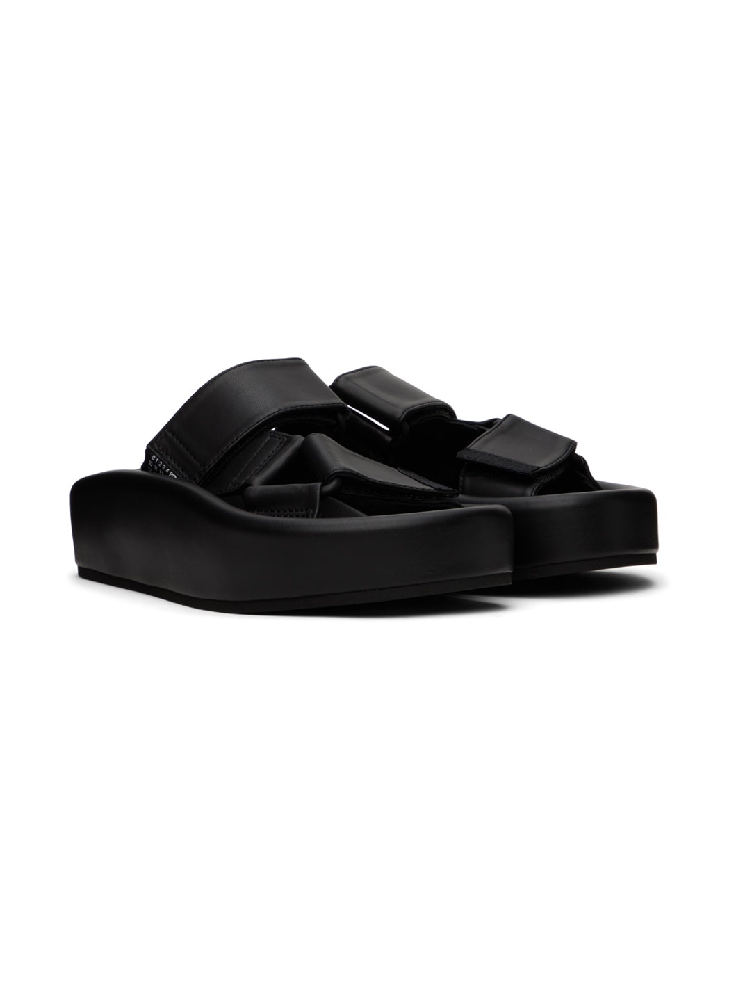 Black Webbing Slip-On Platform Sandals - 4