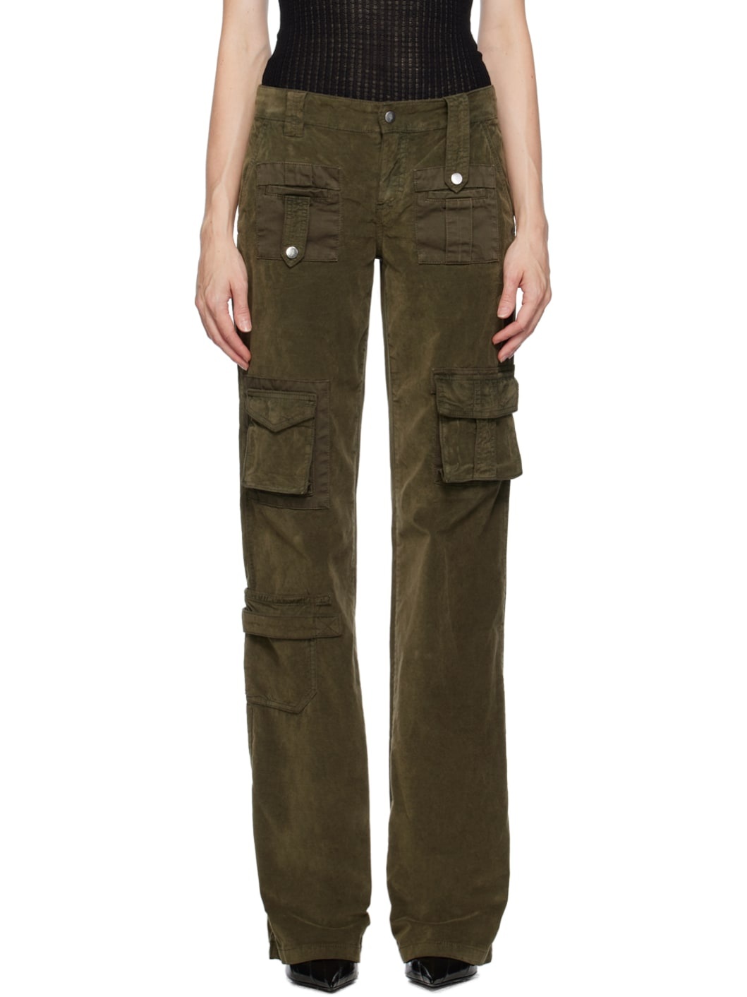 Green Straight-Leg Cargo Pants - 1