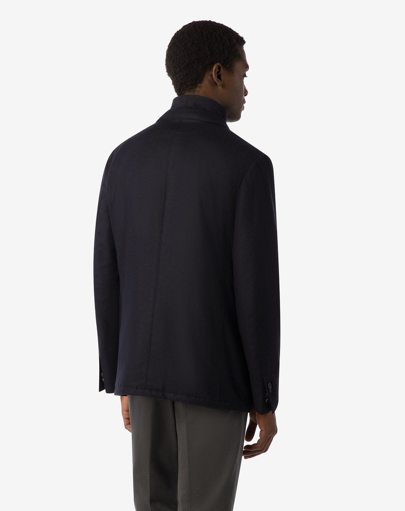 Blue techno cashmere jacket with detachable vest 3