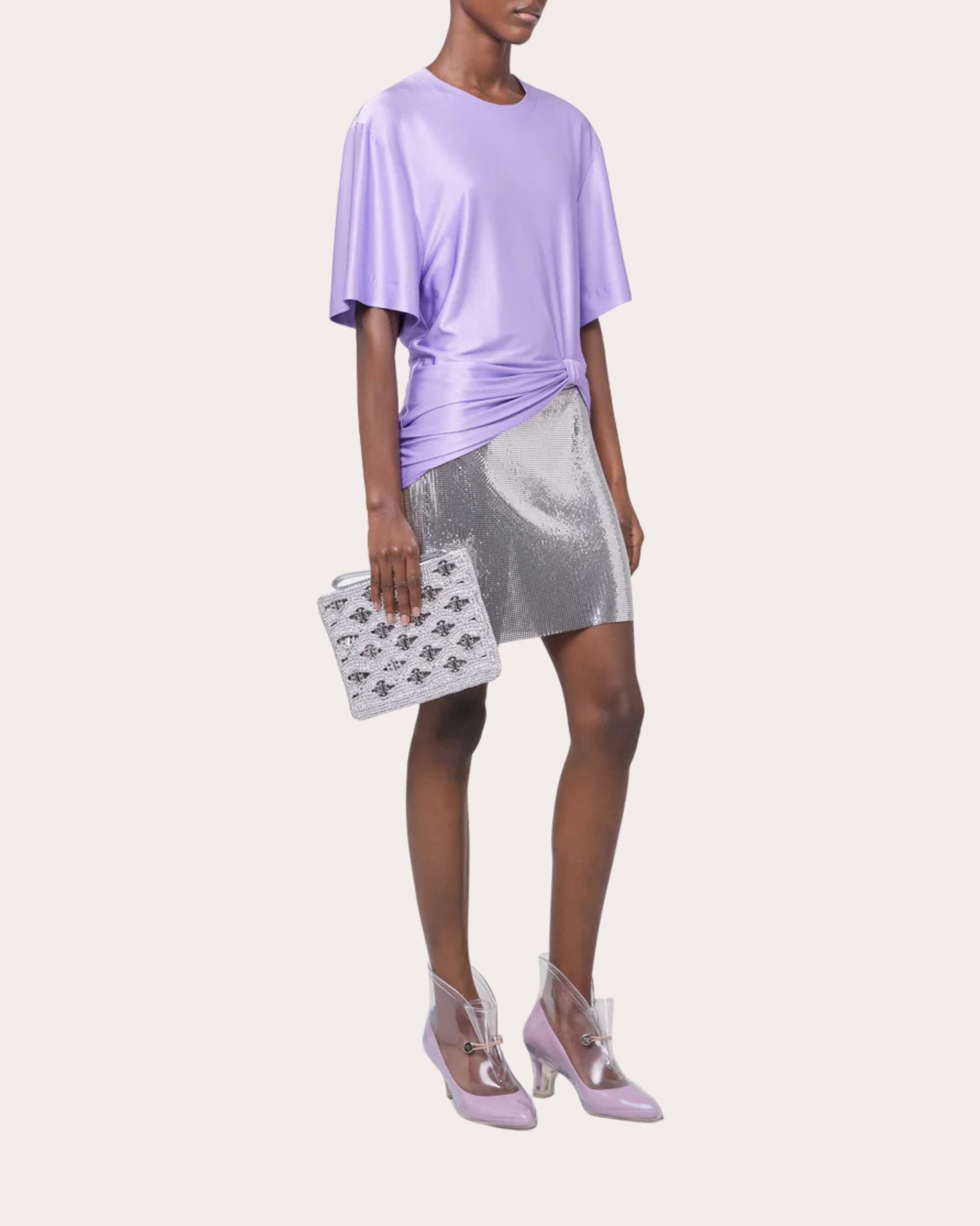 Knotted Satin Stretch-Jersey T-Shirt - 4