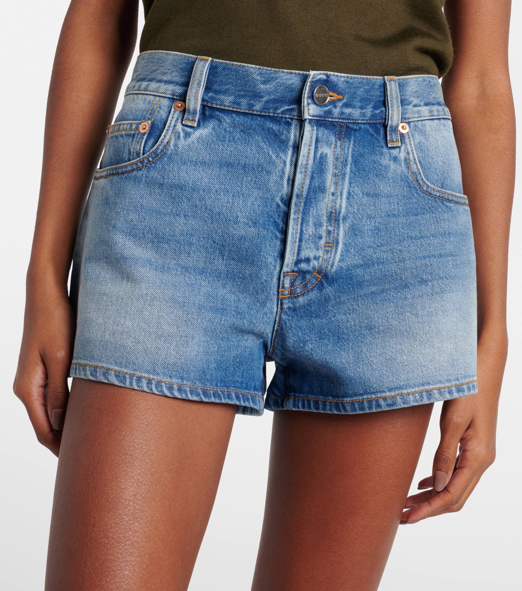 Mid-rise denim shorts - 4