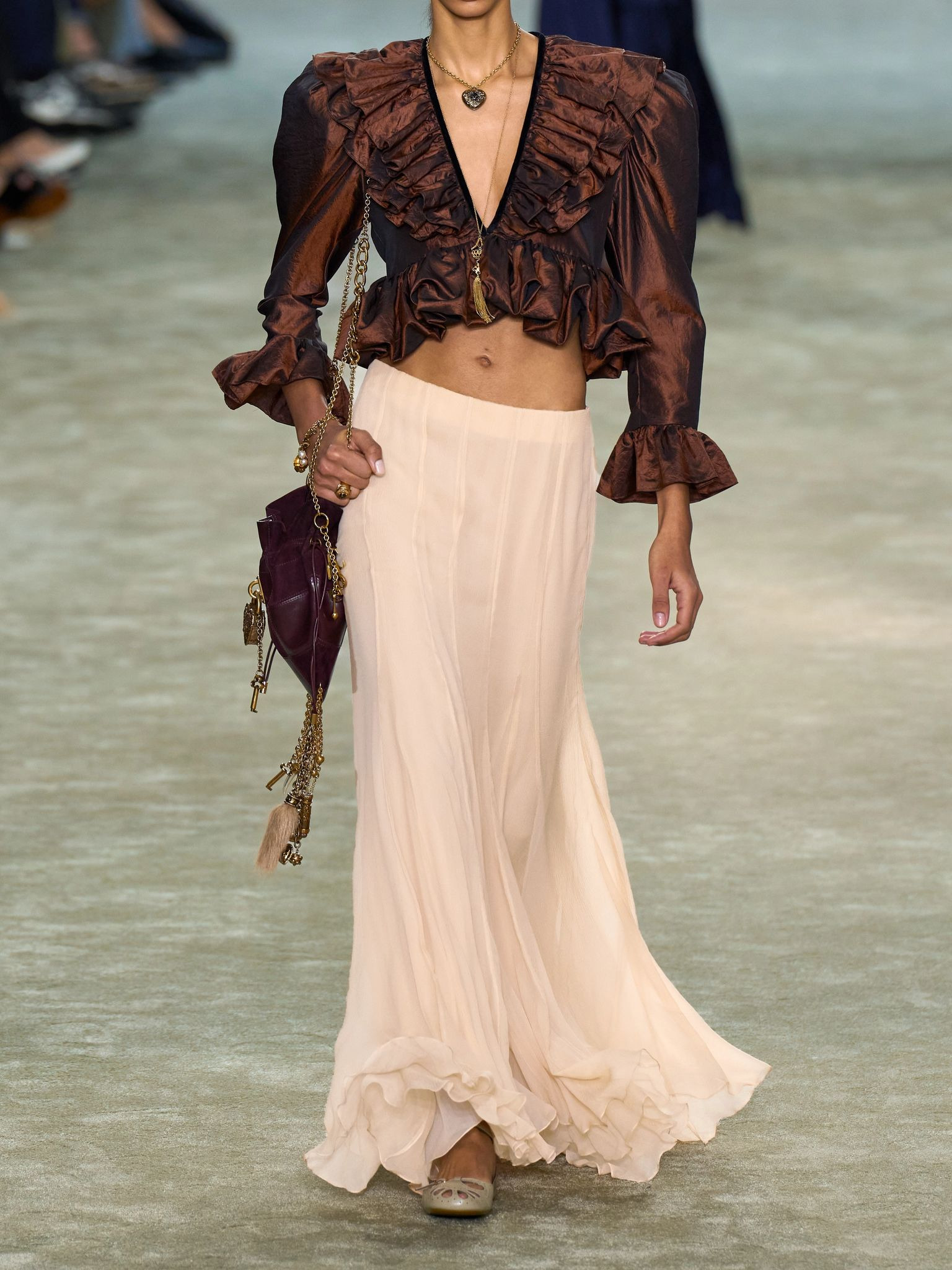 Organic silk-mousseline maxi skirt Blush - 4