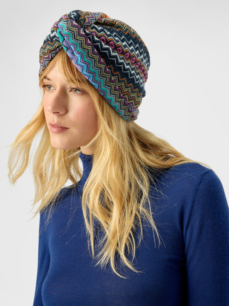 Zigzag wool-blend turban 3