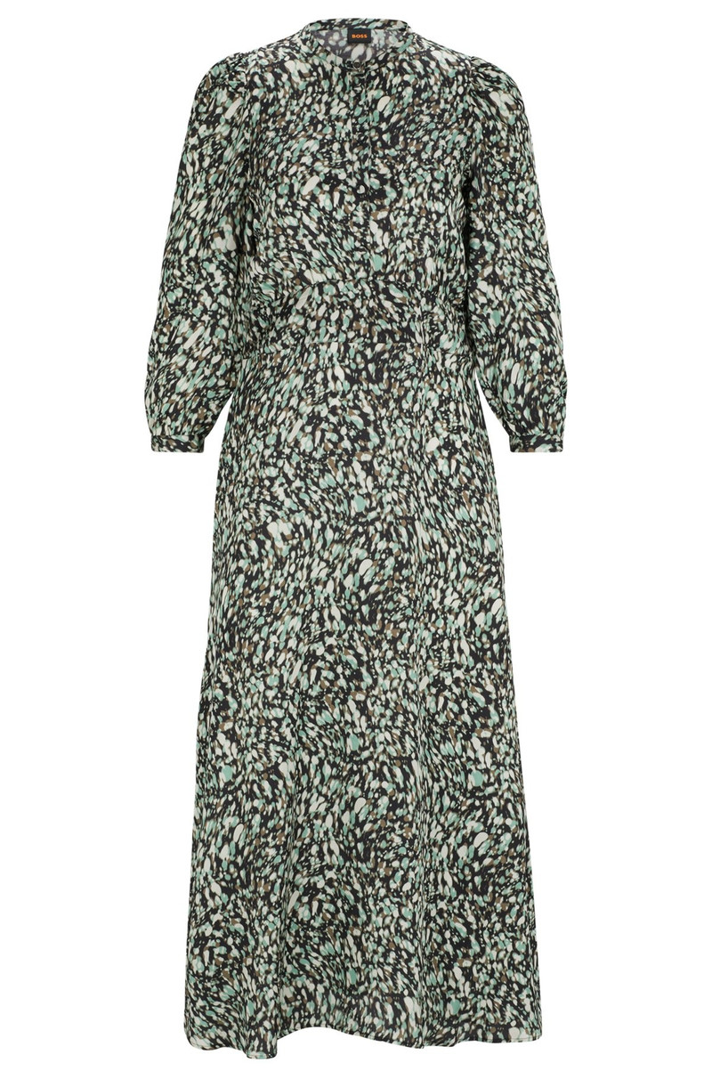 LONG-SLEEVED DRESS IN PRINTED CANVAS WITH BUTTONED PLACKET 1