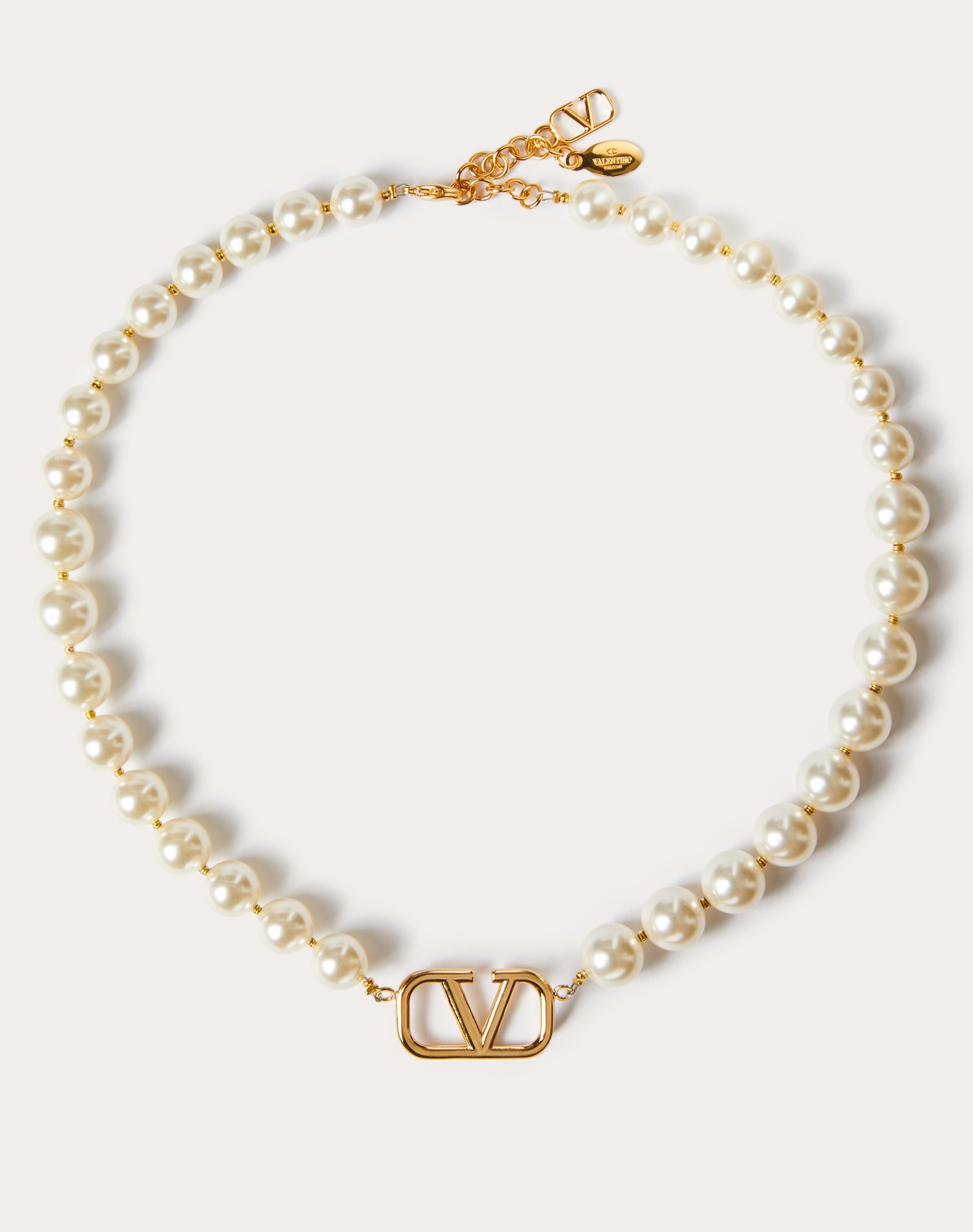 VLOGO SIGNATURE METAL NECKLACE WITH SWAROVSKI® PEARLS - 1