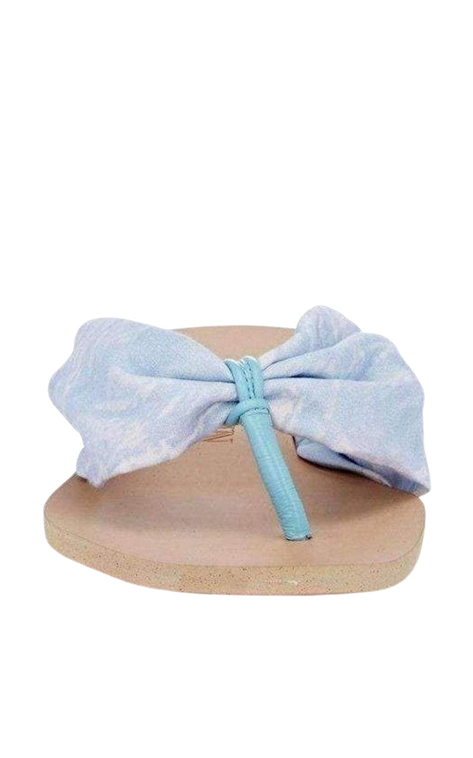 Blue Leather Thong Flats - 2