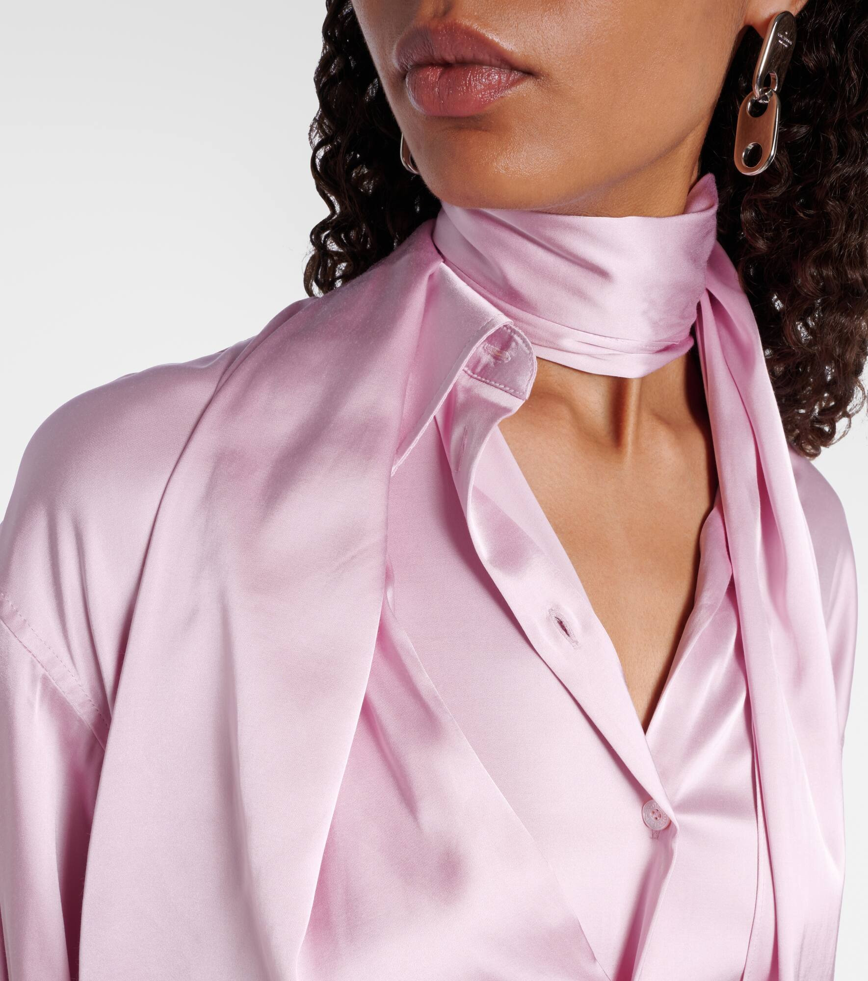 Scarf-detail satin blouse - 4