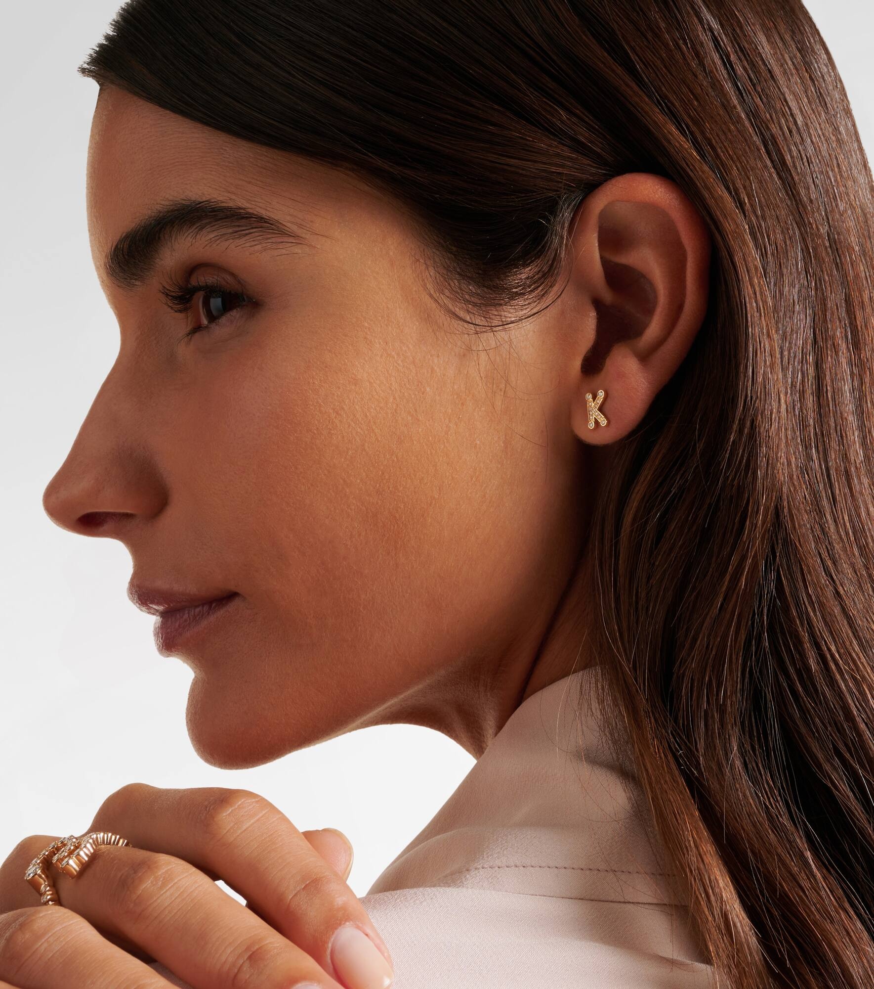 Petite K 18kt gold single earring with diamonds - 3