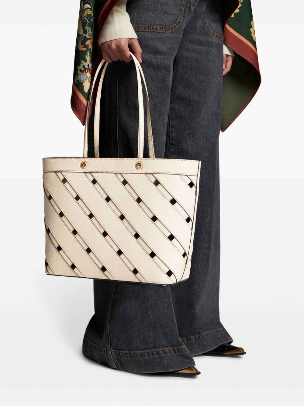 medium woven leather bag - 2