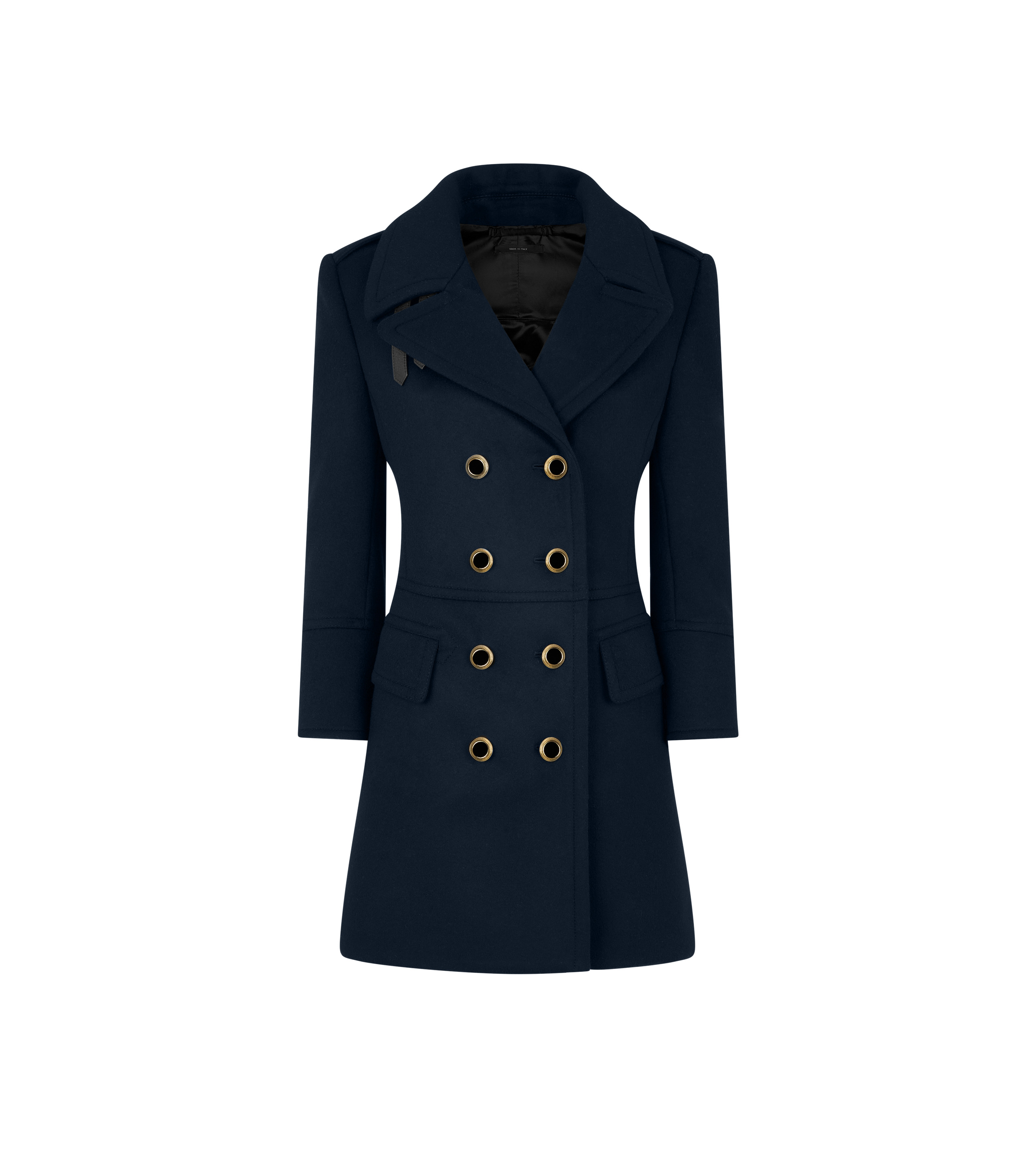 COMPACT WOOL & CASHMERE BLEND MILITARY PEACOAT - 1