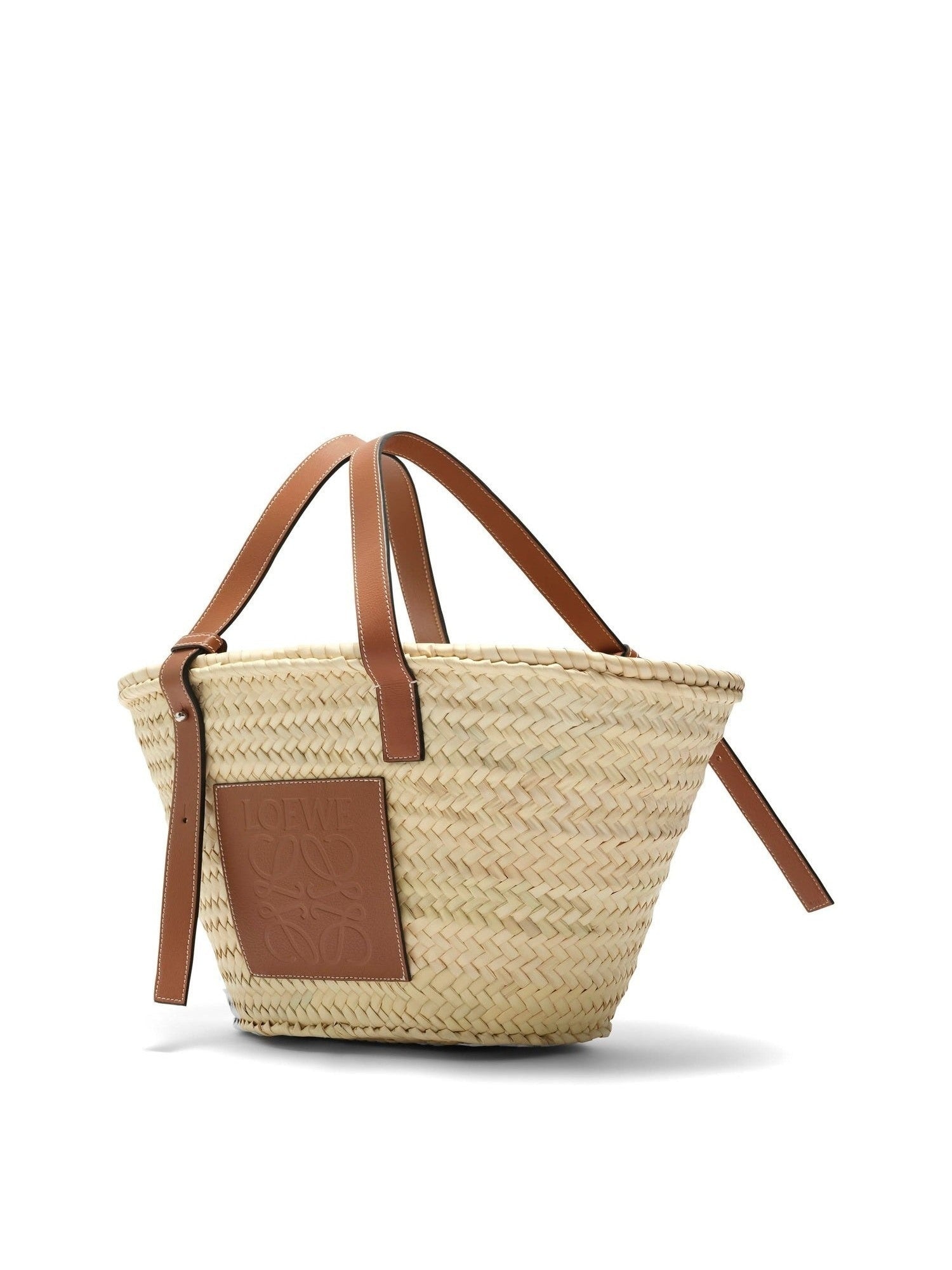 Medium Basket Bag in Palm Leaf and Calfskin in Natural/Tan - 2