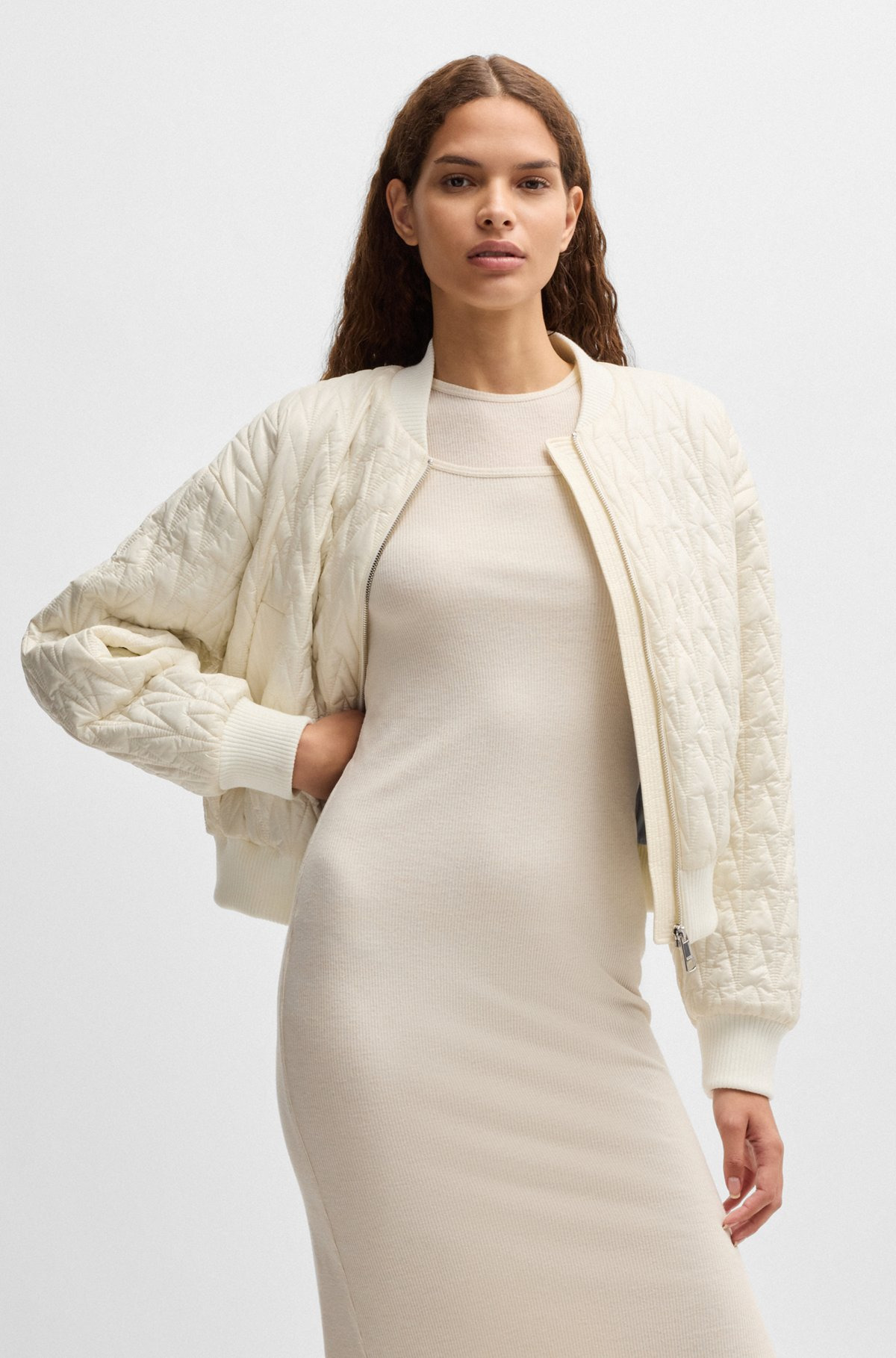WATER-REPELLENT BOMBER JACKET WITH PATTERNED QUILTING - 6