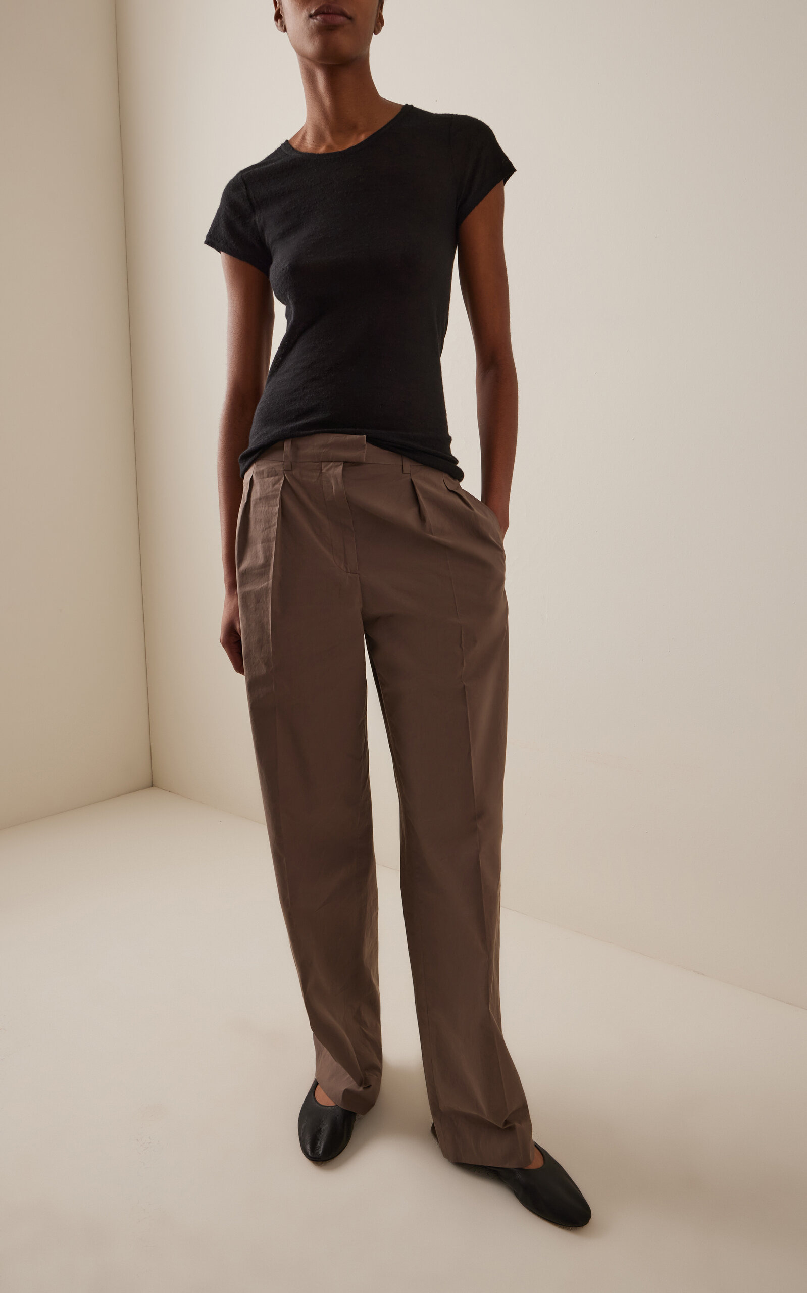 Alfidis Pleated Cotton Straight-Leg Pants neutral - 2