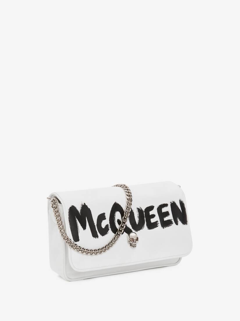 Mcqueen Graffiti Small Skull Bag in White/black - 2