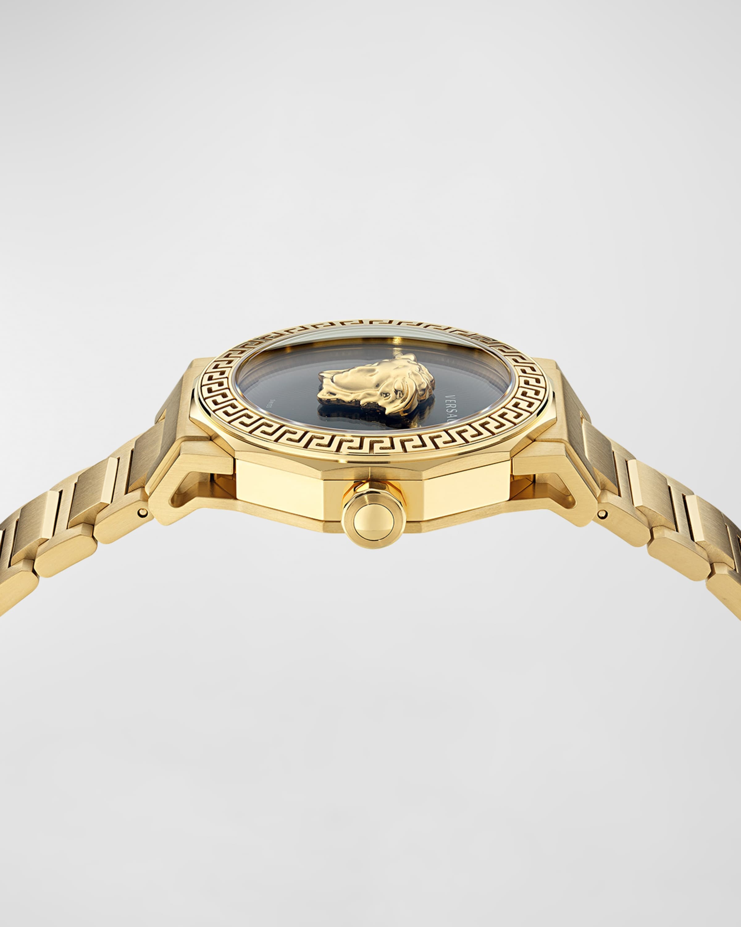 38mm Medusa Deco Watch with Bracelet Strap, Gold Plated - 3