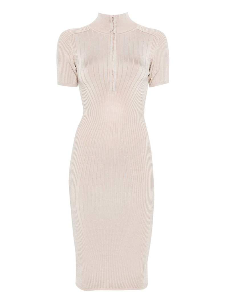hook-and-eye ribbed-knit midi dress 1