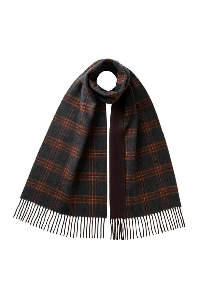 Reversible Navy Tartan Cashmere Scarf 1