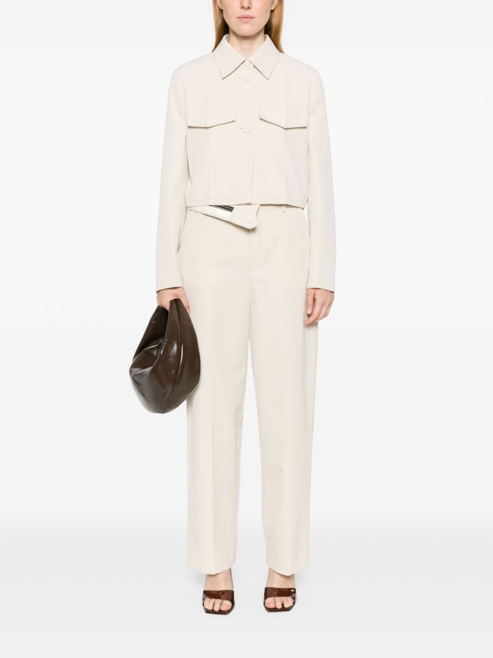 foldover waist gabardine trousers - 2