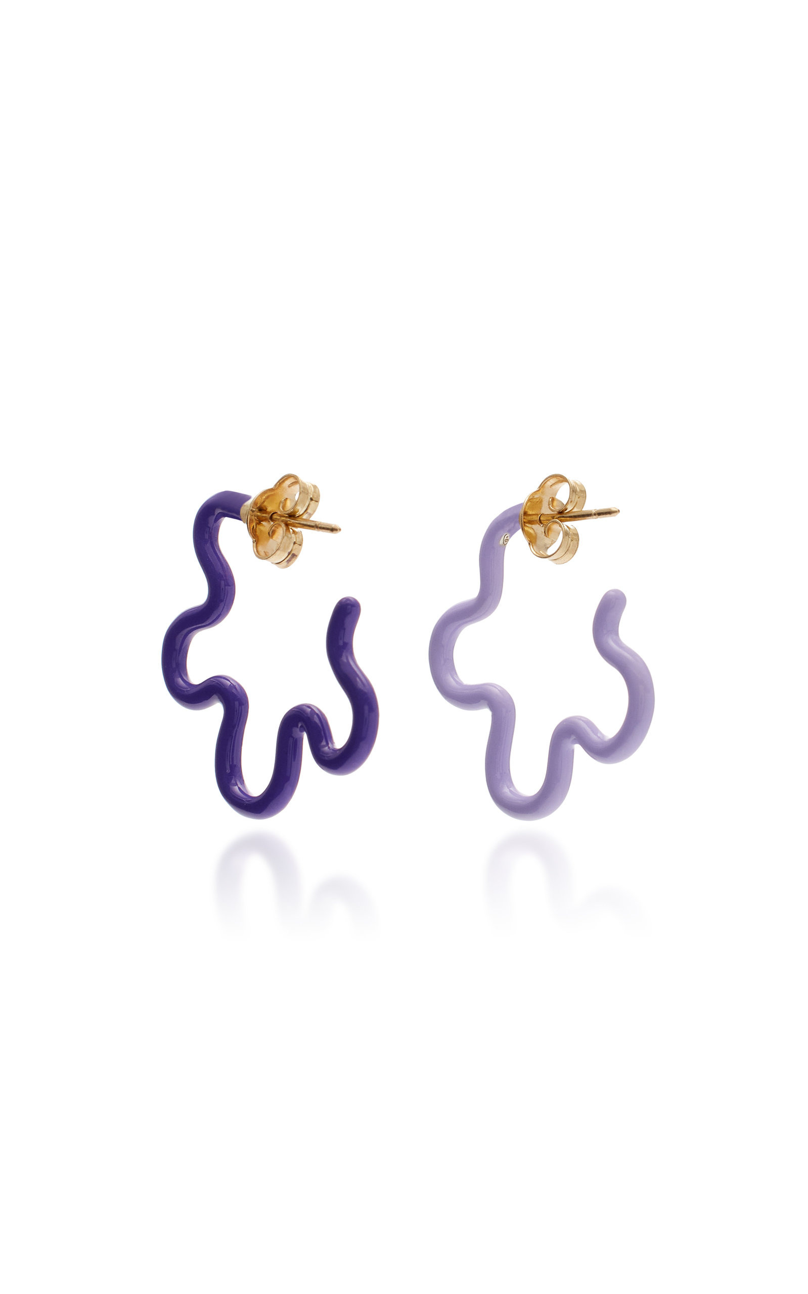 Flower Power 9K Gold And Silver Earrings purple - 4