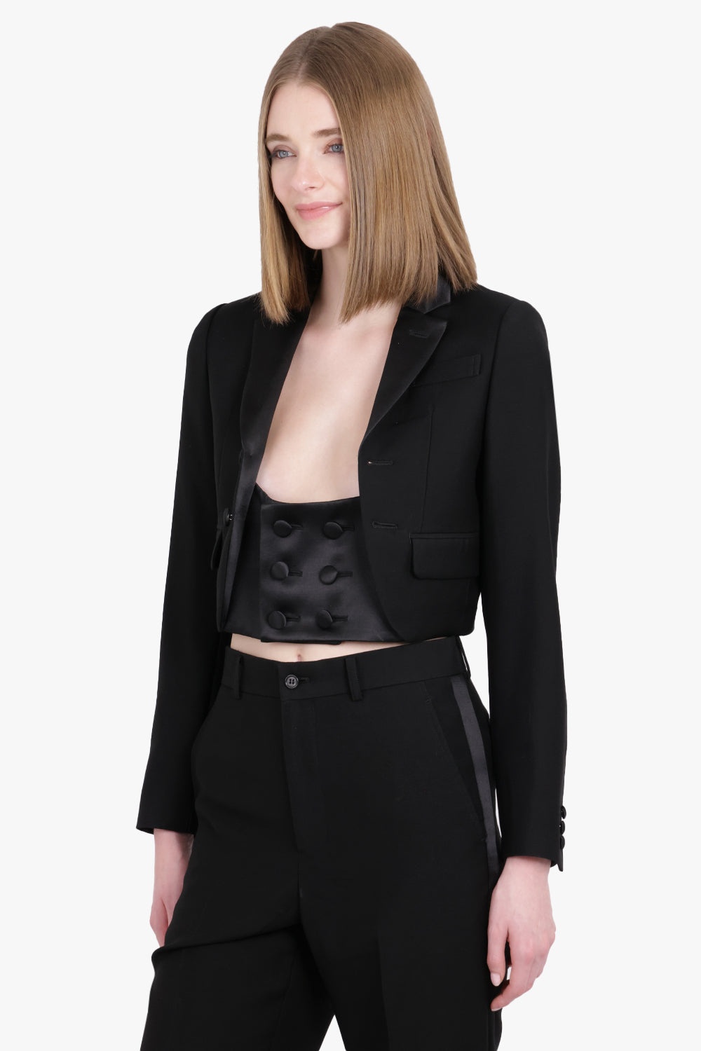 SINGLE BREASTED CROPPED JACKET | BLACK - 2